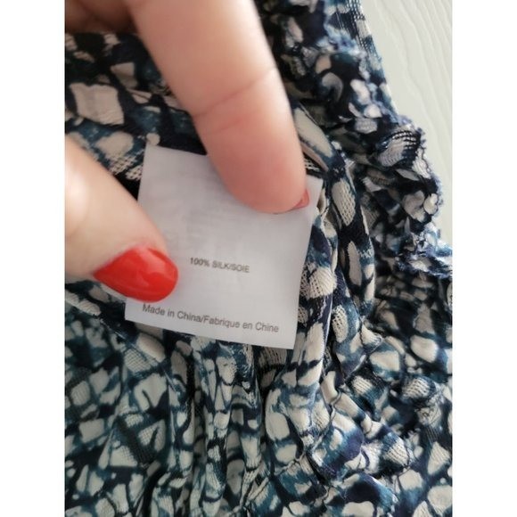 Tory Burch Blue Silk Long Sleeve blouse top Size 6 Designer old money