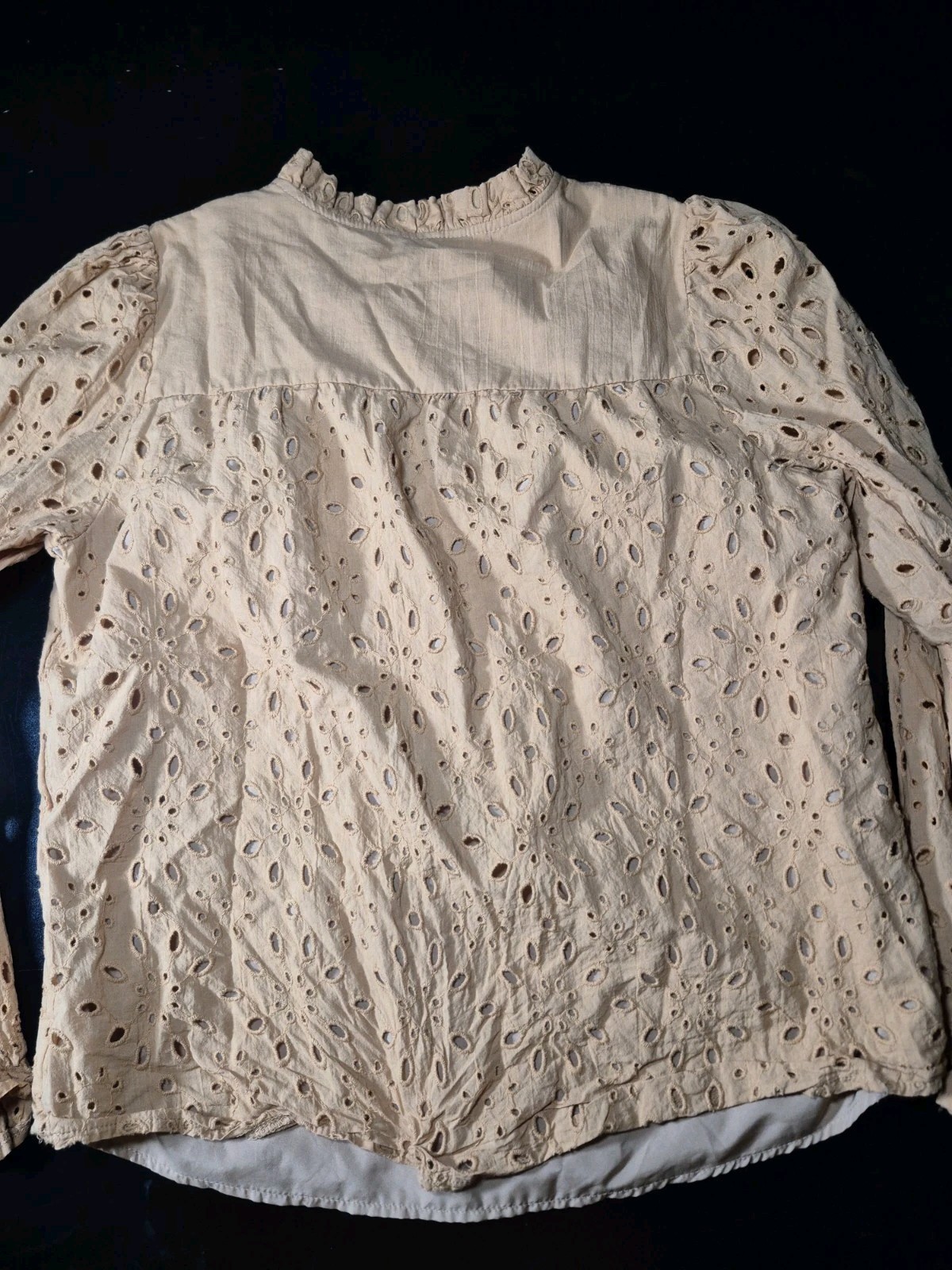 Womens Large Pretty Garden Blouse Light Brown Top Is Buttons