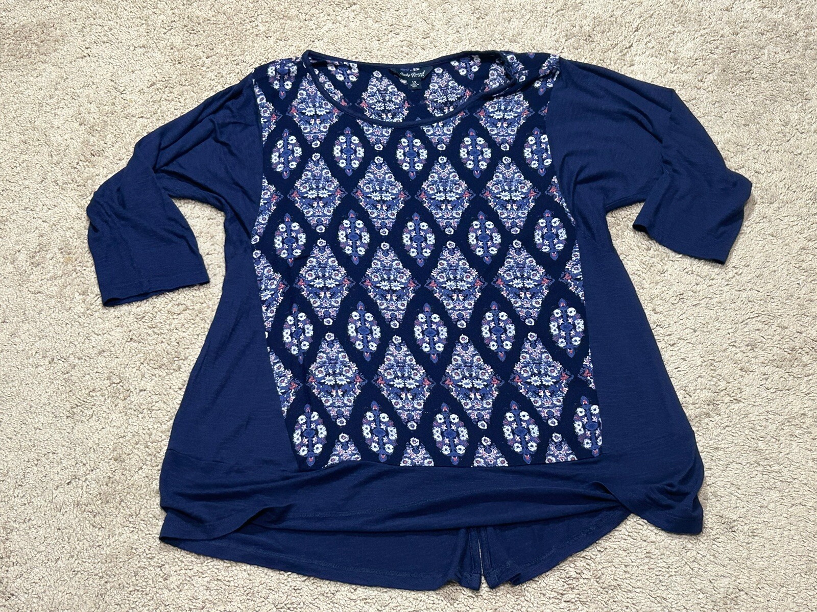 Lucky Brand Womens Shirt Size 1X Multicolor Print Soft Classic Casual Comfort