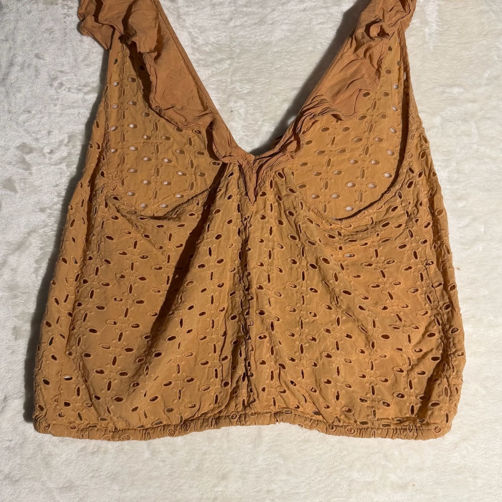 355 Free People Soulshine Eyelet Ruffle V-Neck Crop Top