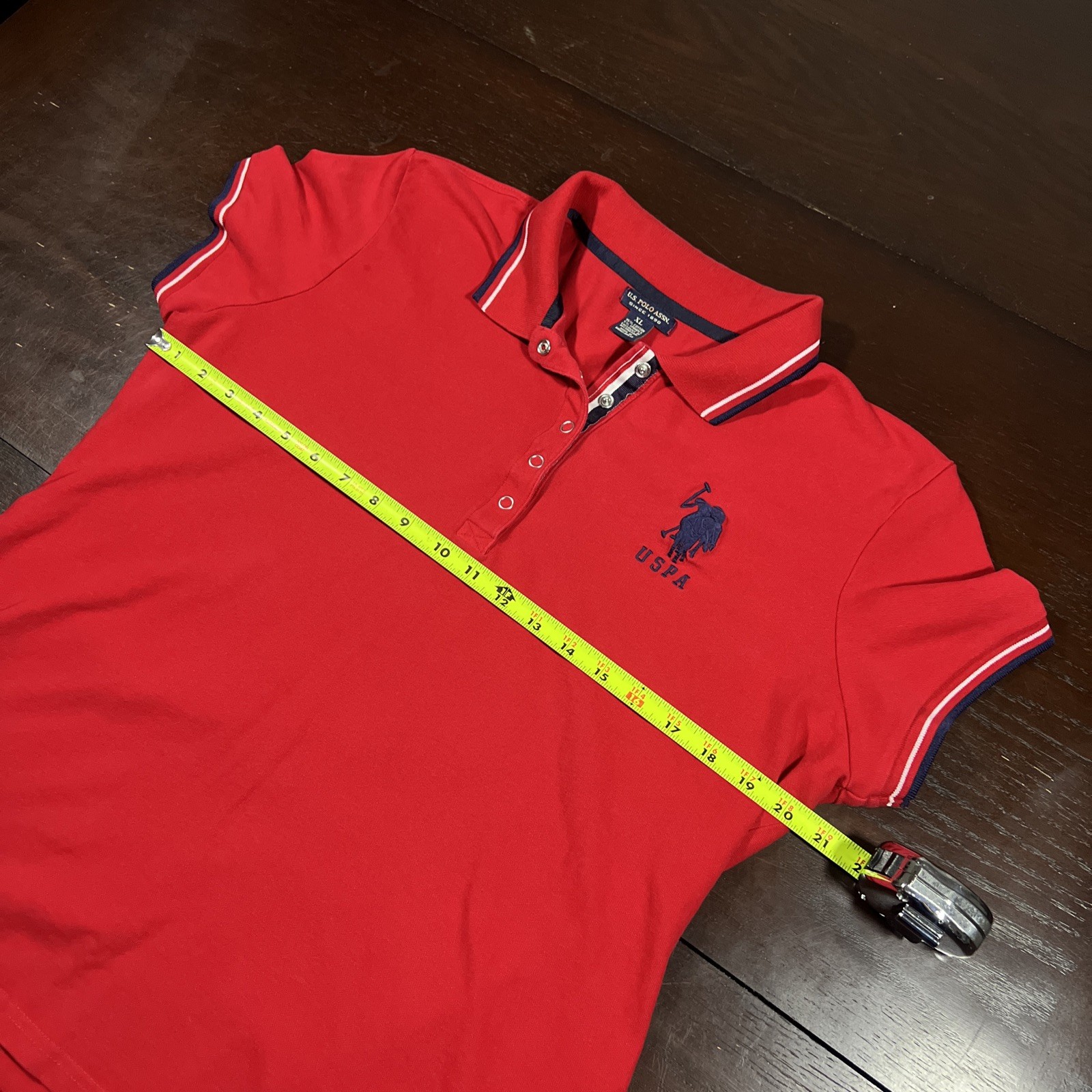 U.S. Polo Assn. Polo Shirt Women’s XL Red Snap Button USPA Logo Embroidered Polo