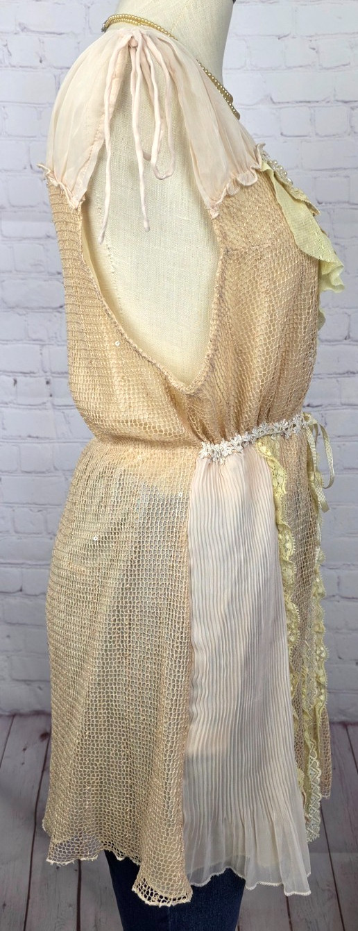 Scully Tunic Tank Top Lace Beads Chiffon Whimsycore Edwardian Fairy Coquette XL