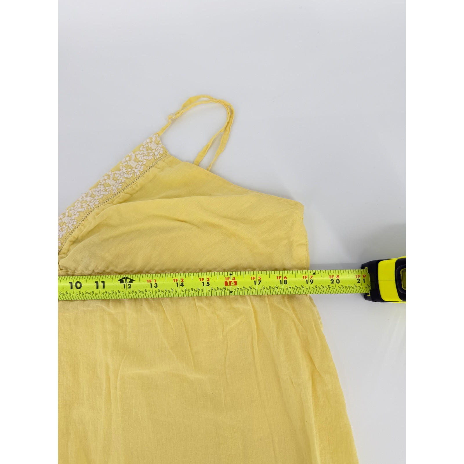 Twentyone Yellow Cotton Boho Cami Top Floral Embroidery Empire Waist Large