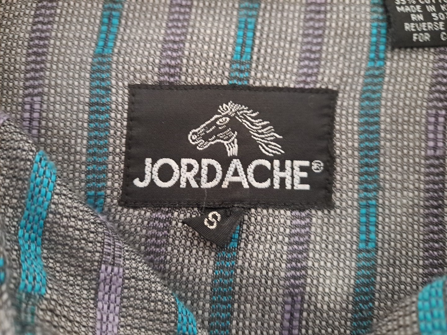 VTG Jordache Women S Gray Purple Blue Stripe Button Semi-Sheer Shirt Blouse Top