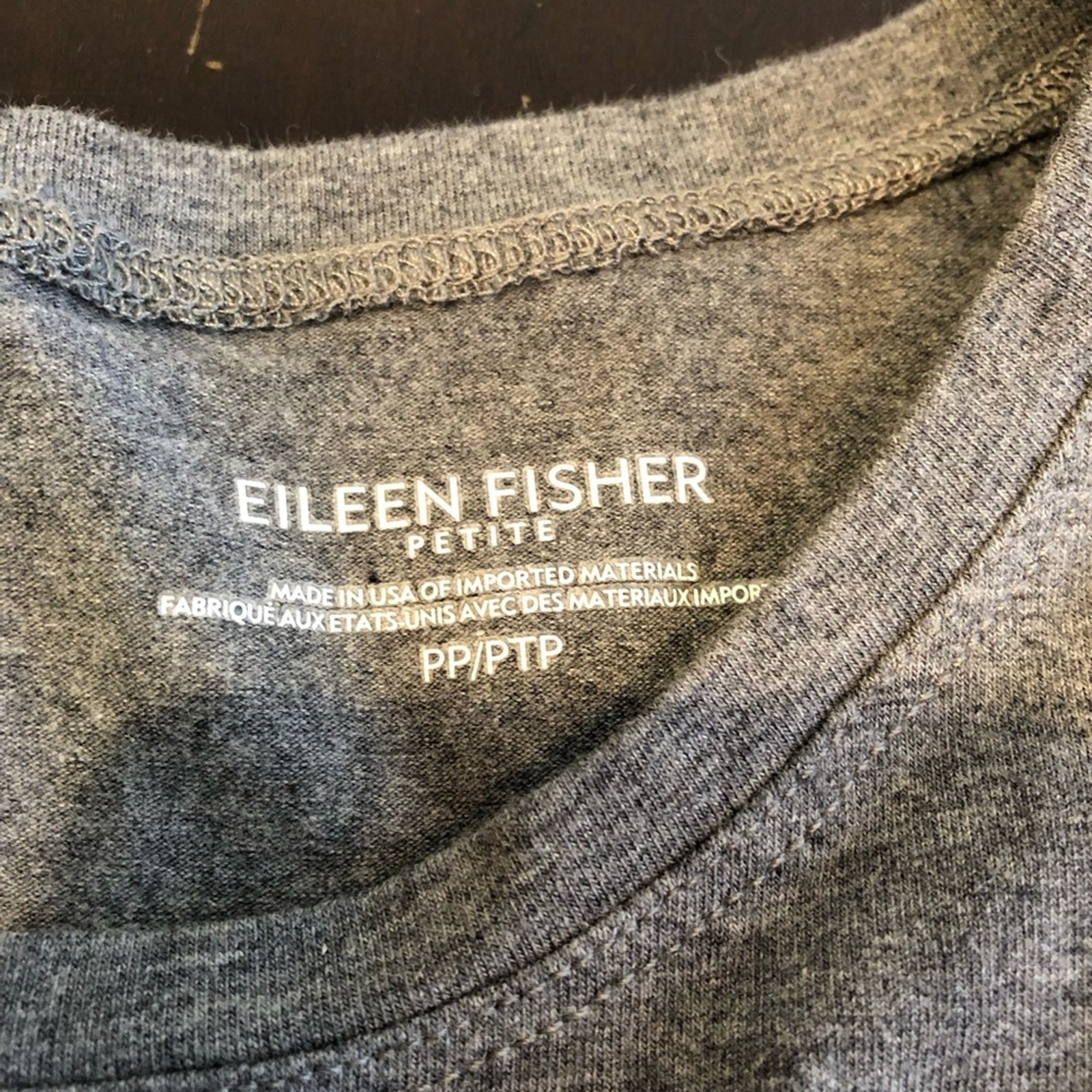 Eileen Fisher gray sleeveless organic cotton knit tunic top size PP or Petite XS