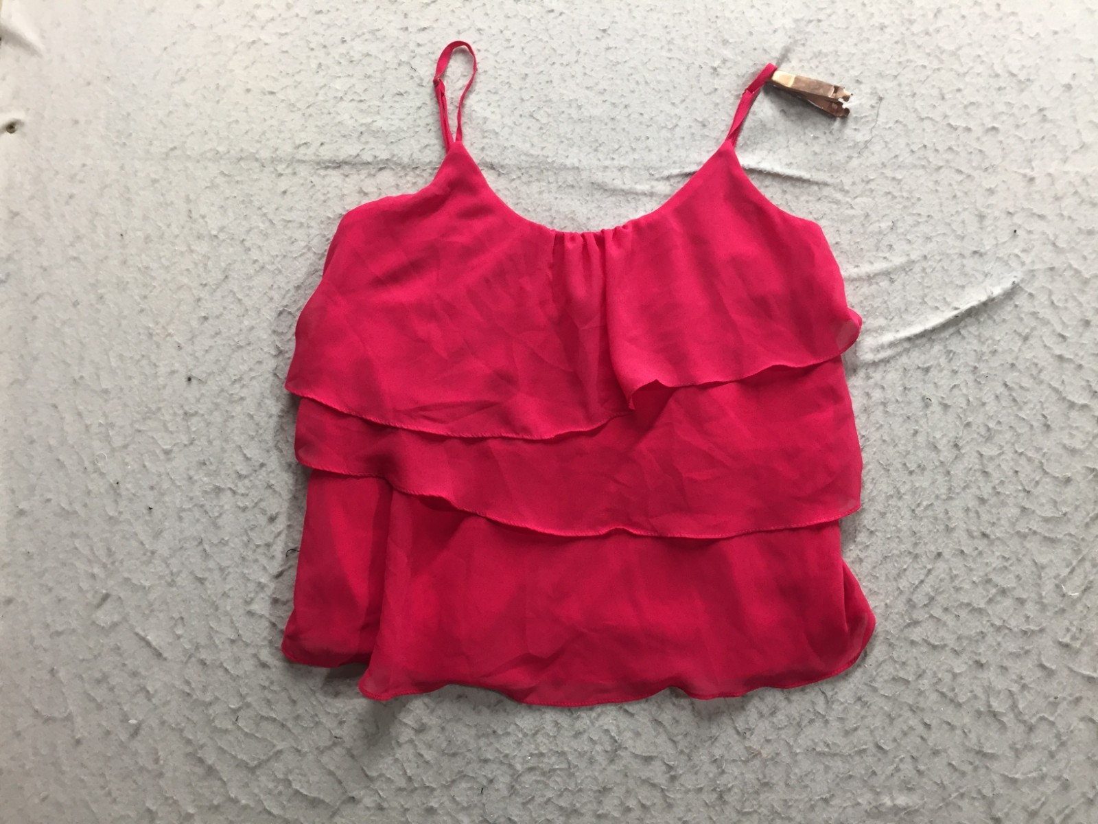 Sofia Vergara Tank Blouse Womens S Small Pink Chiffon Layered Scoop Spaghetti