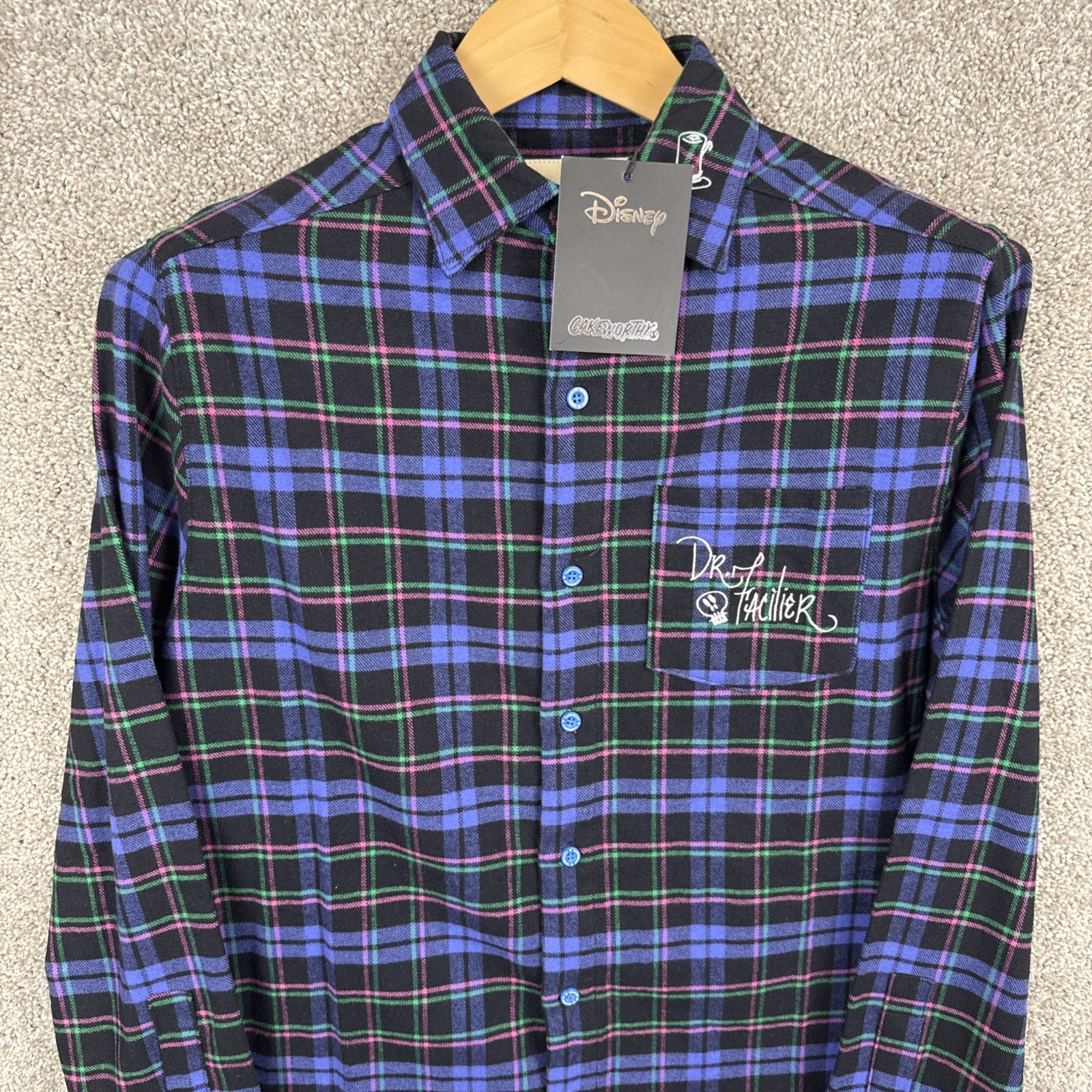 Cakeworthy X Dr Facilier The Princess Frog Flannel Shirt Womens Small NEW