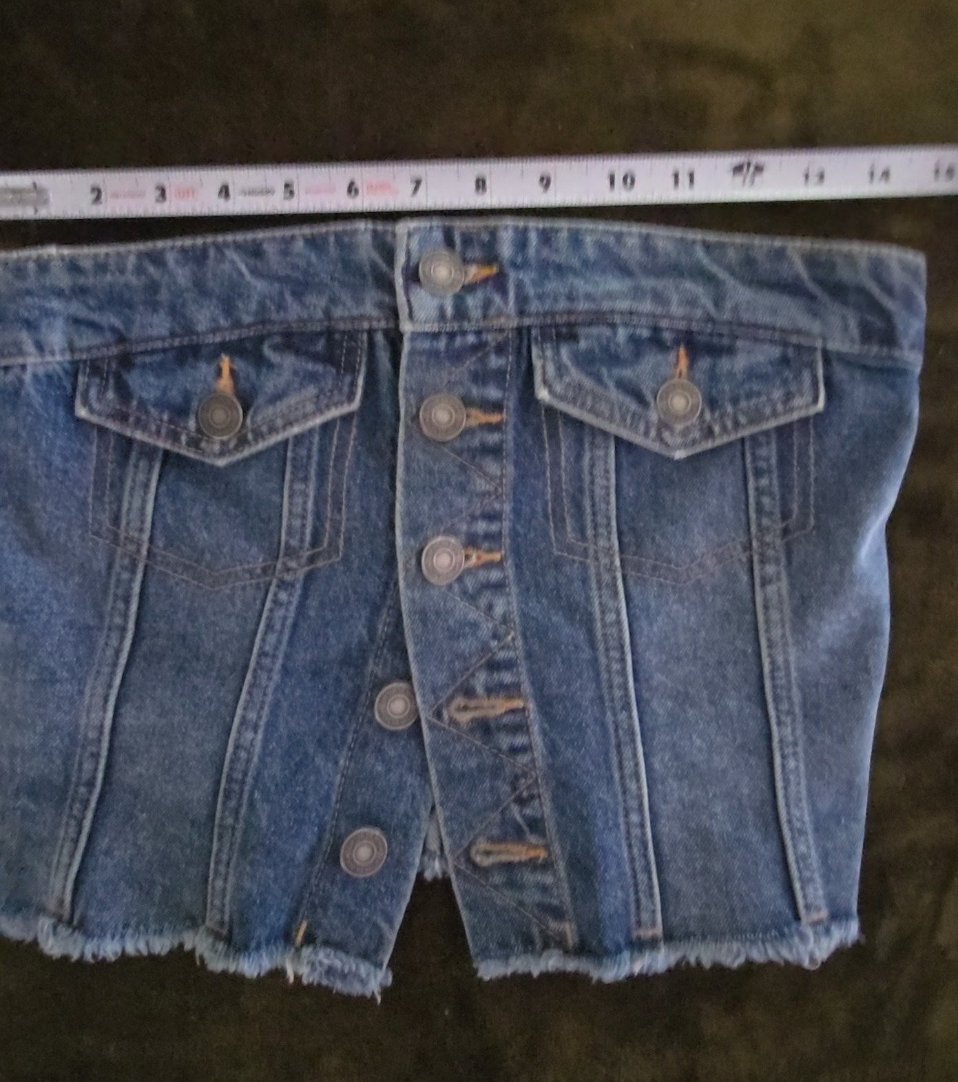 Cotton On Denim Corset Strapless Top Button Up Raw Hem Bustier US 4 / AU 8