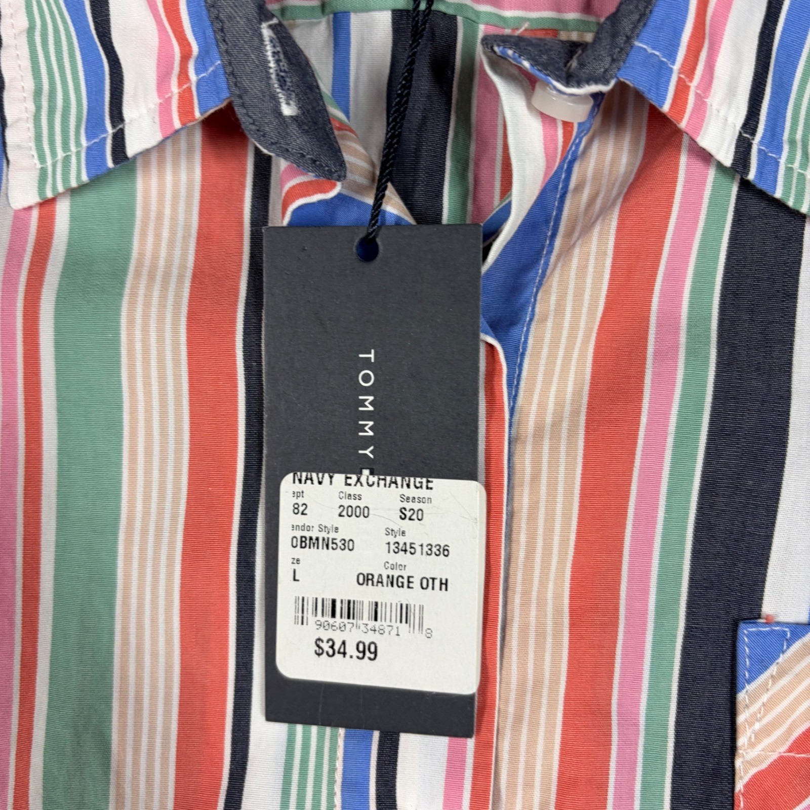 Tommy Hilfiger Shirt Womens XL Heritage Multi Color Striped Button Up 0BMN530