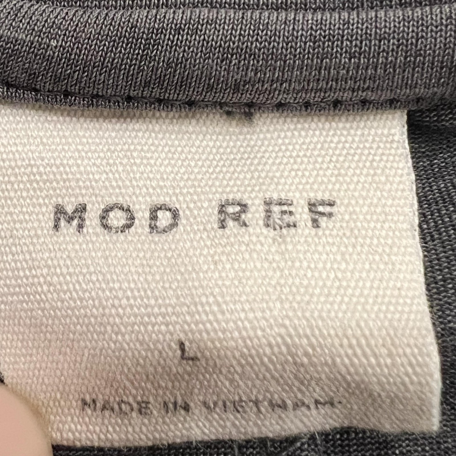 MOD REF Shirt Womens Large Gray V Neck Short Sleeve Modal Blend High Low Top