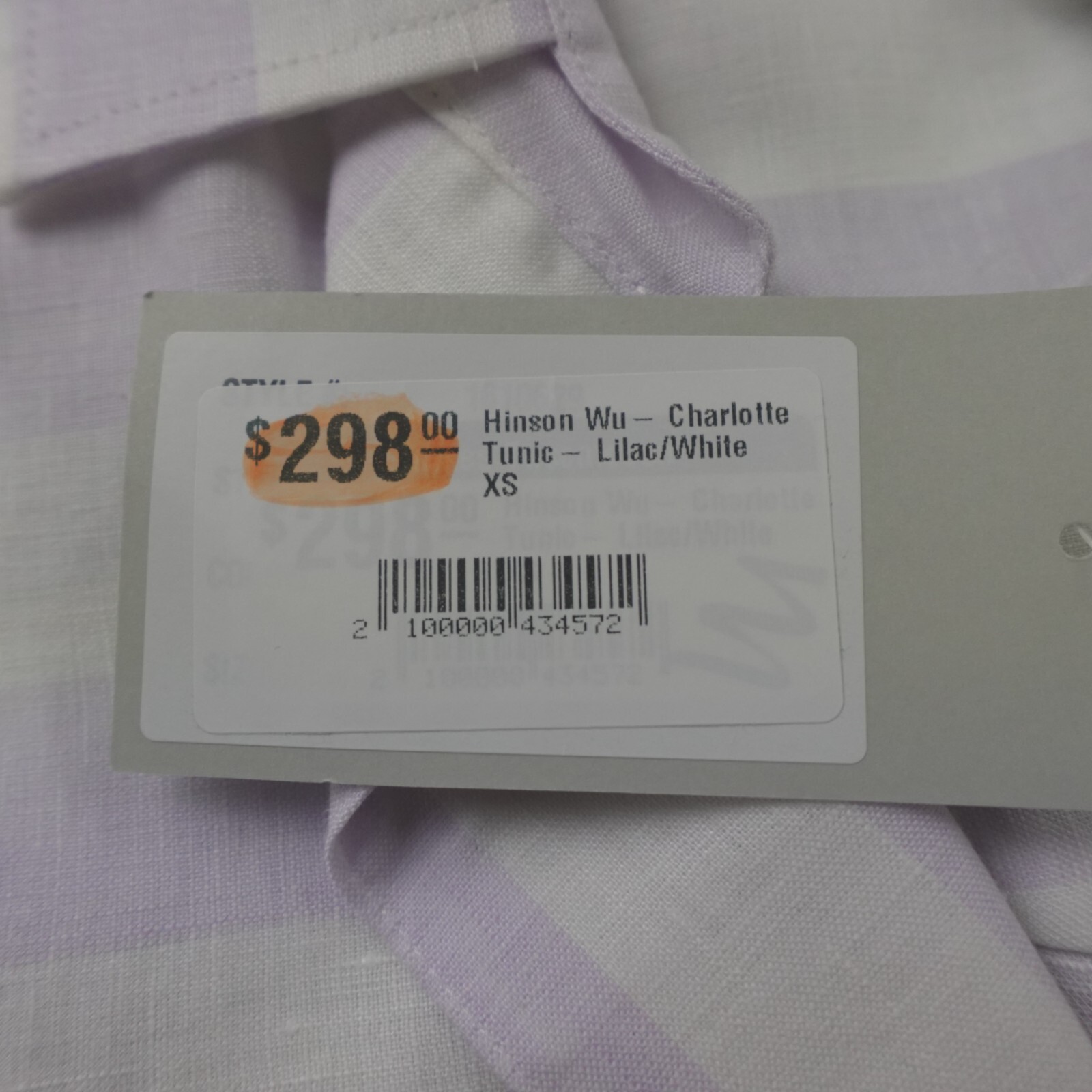Hinson Wu Linen Tunic Top Womens XS Purple White Striped Charlotte Popover New