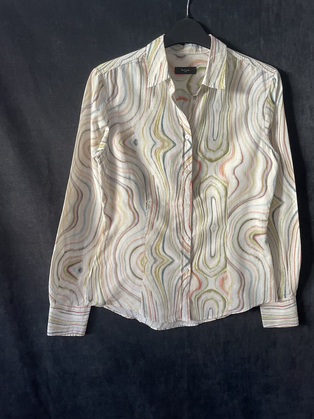 Paul Smith Women’s shirt Blouse Signature Swirl Stripe Silk Cotton 40 Uk 8