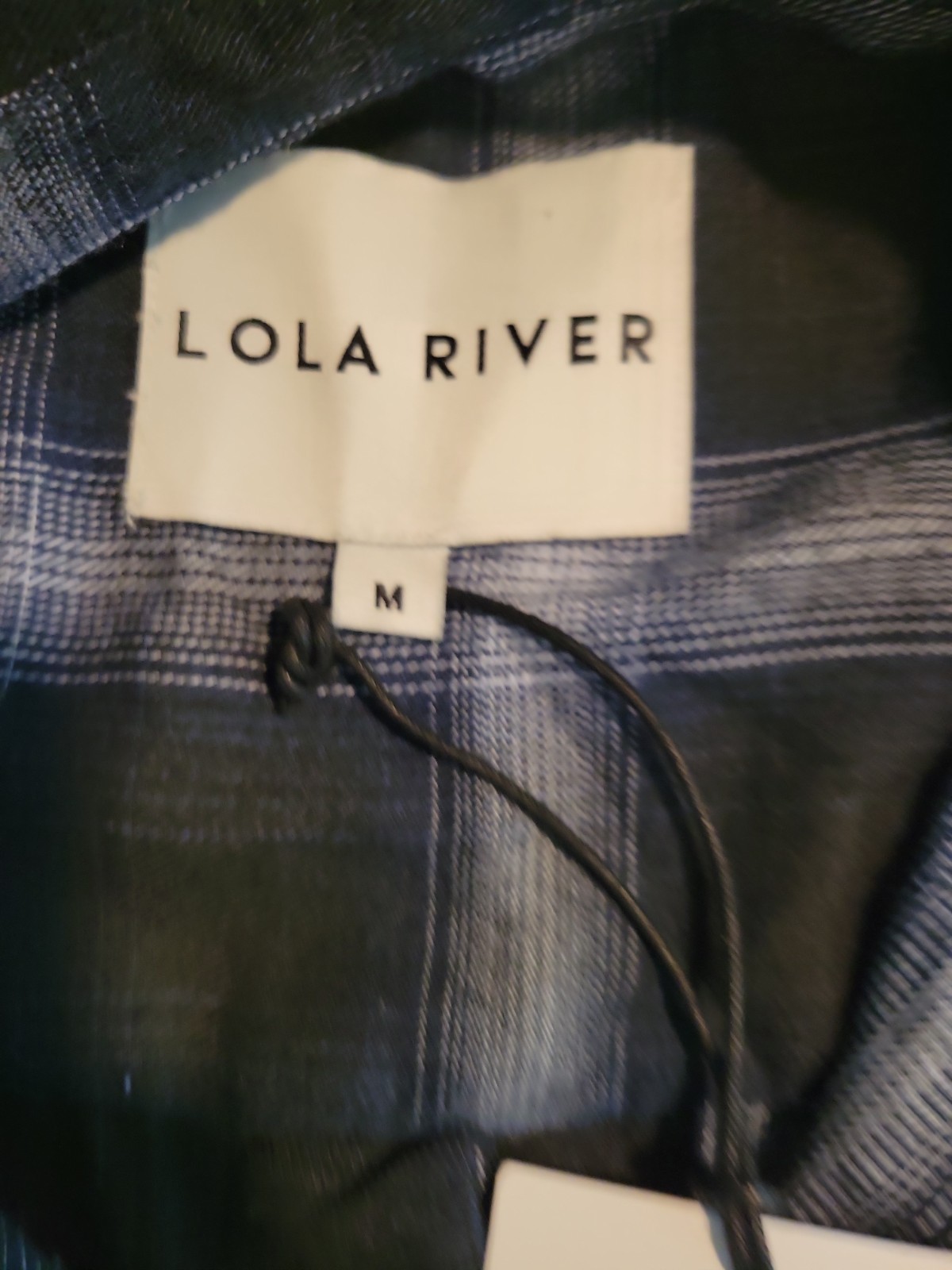 Lola River Issac Midnight Blue Plaid Flannel Women Button Up Shirt Medium