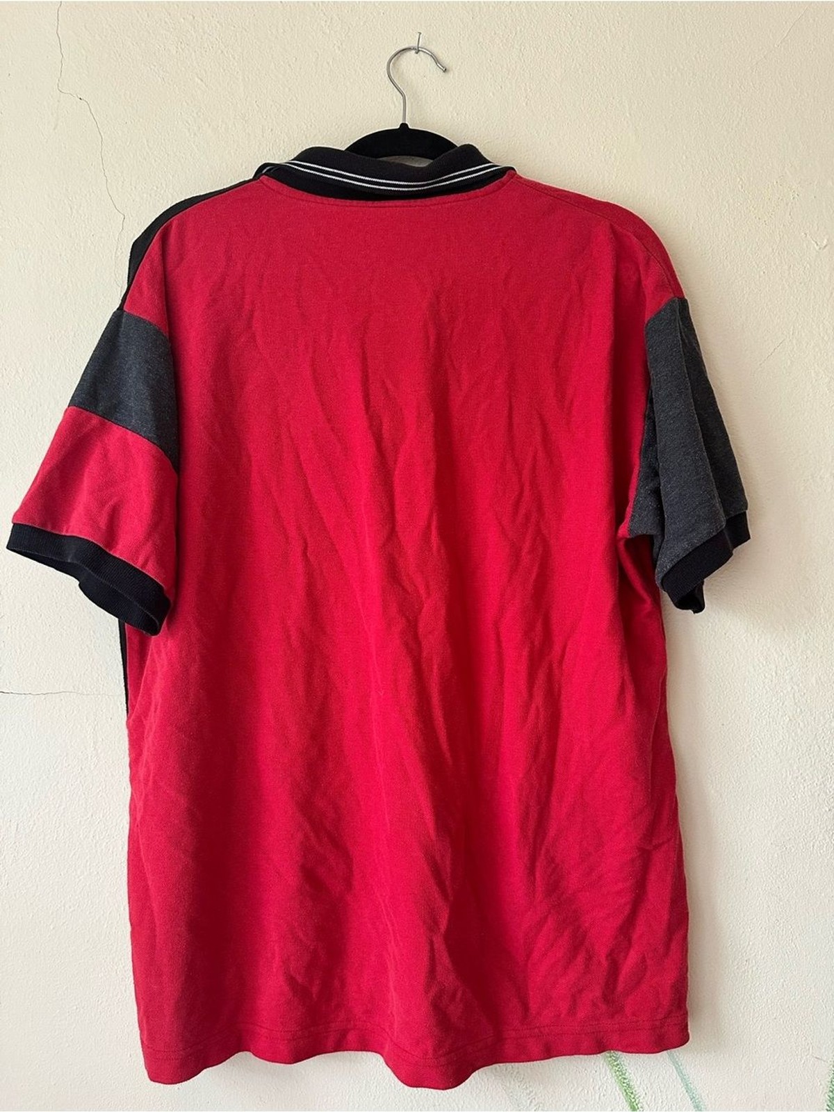 Vintage Kmart KCafe’ Eatery Red and Black Colorblock Polo Shirt with Logo