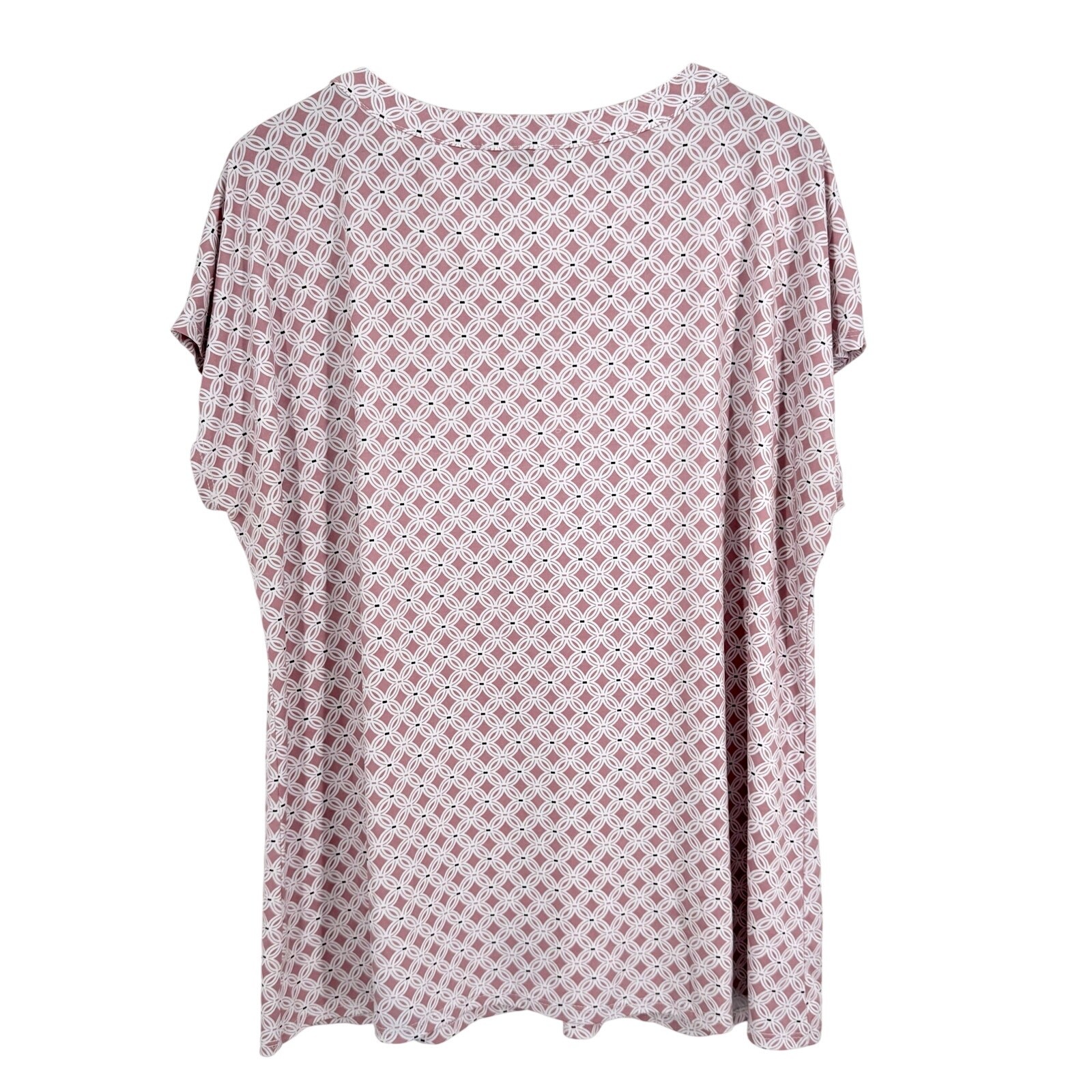 Linda Leal Plus Size 3X Pink White Sparkly Artsy Blouse Shirt Top Super Stretchy
