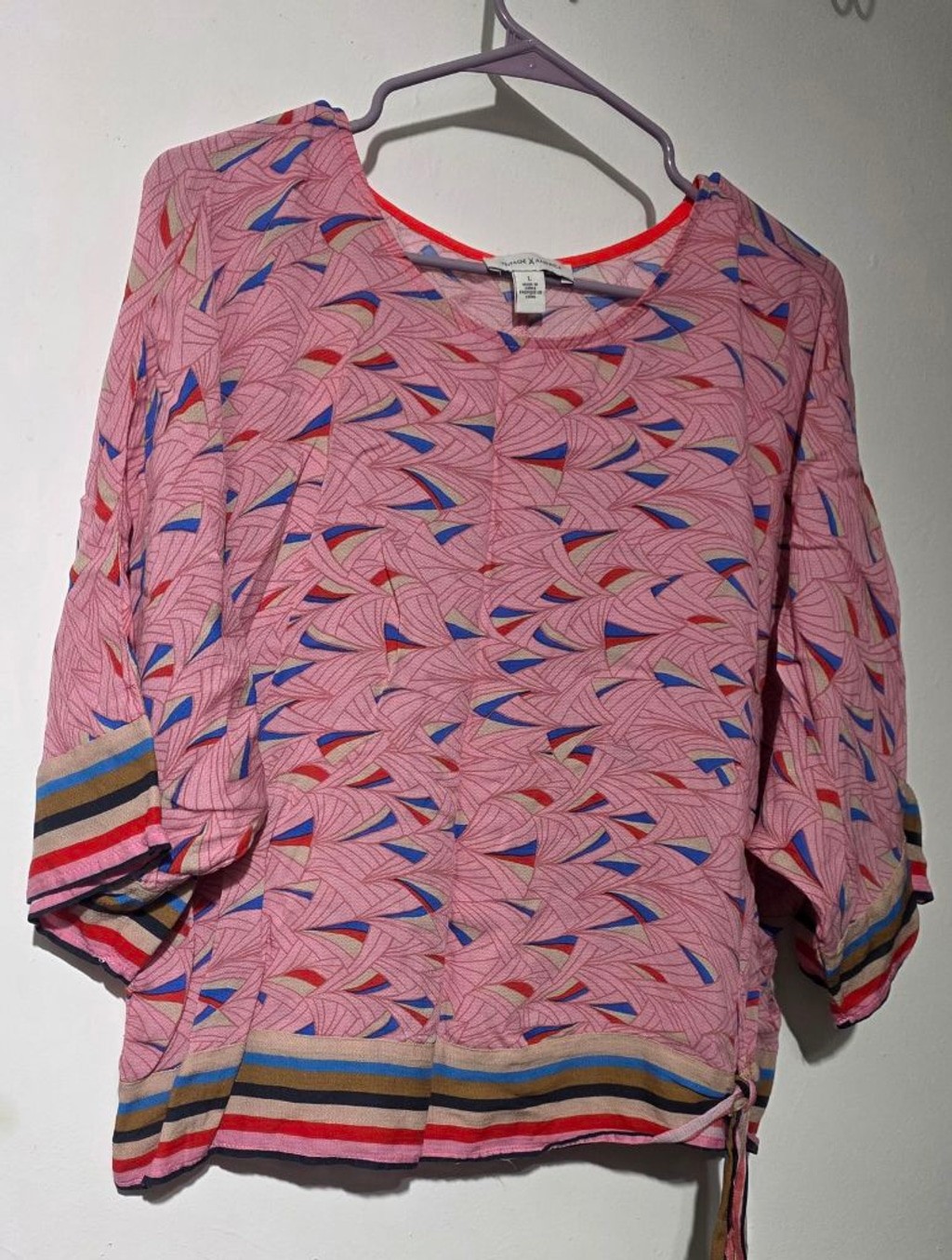 Women’s Vintage America Pink & Blue Blouse L