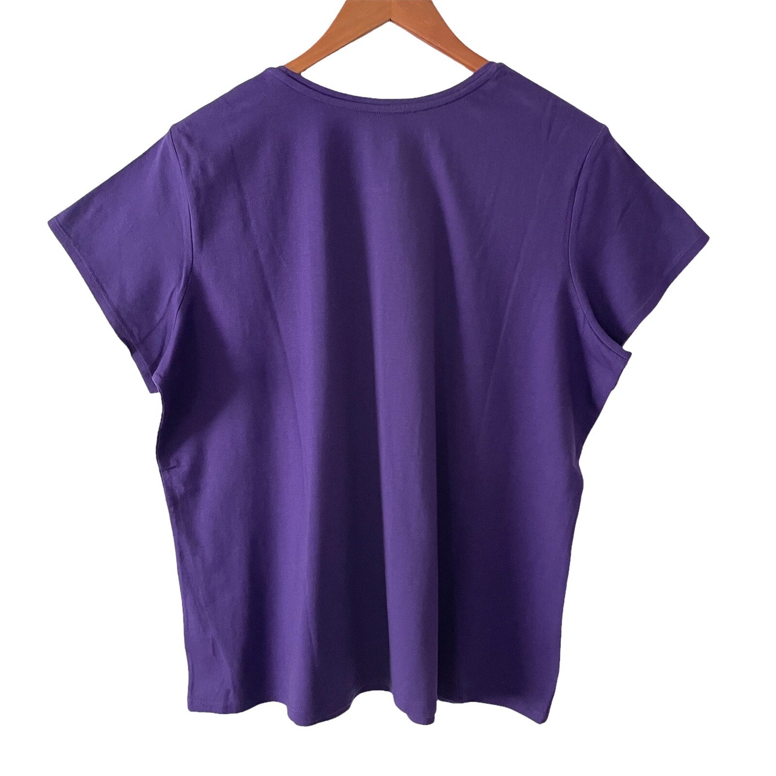 Motto Essentials Womens Plus 2X Tee T-shirt Short Sleeve Crew Neck Purple NEW
