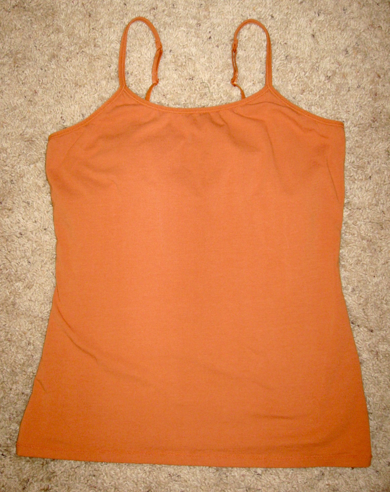 Women’s Pumpkin Orange Spaghetti Adjustable Straps Cami Top Stretch; Size Large