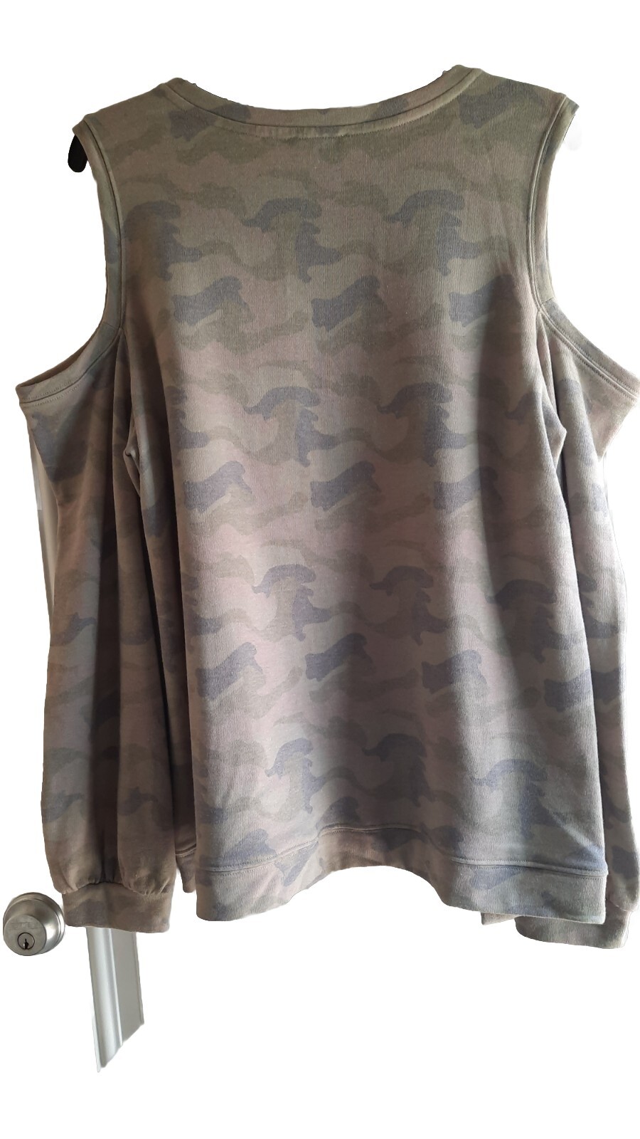 VENUS French Terry Cold Shldr Sweatshirt – L – Scoop Neck, Long Cuff Slvs