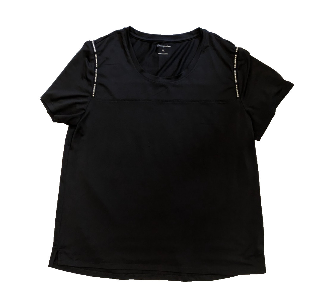 Ladies Black Champion T-Shirt Short Sleeve Gym Running Active size XL Bust 44″