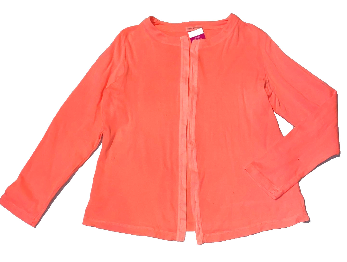 Fresh Produce large orange $74 essential jersey cotton open cardigan top nwt L