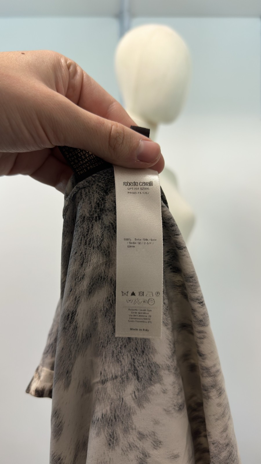 Roberto Cavalli Brown Cow Animal Print Silk Blouse Pussy Bow Shirt IT 42