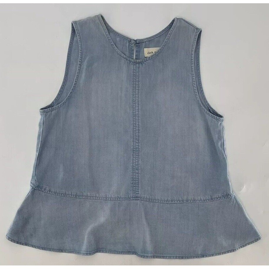 Cloth & Stone Womens XS Light Wash Blue Tencel Peplum Tank Top C2660-549-795