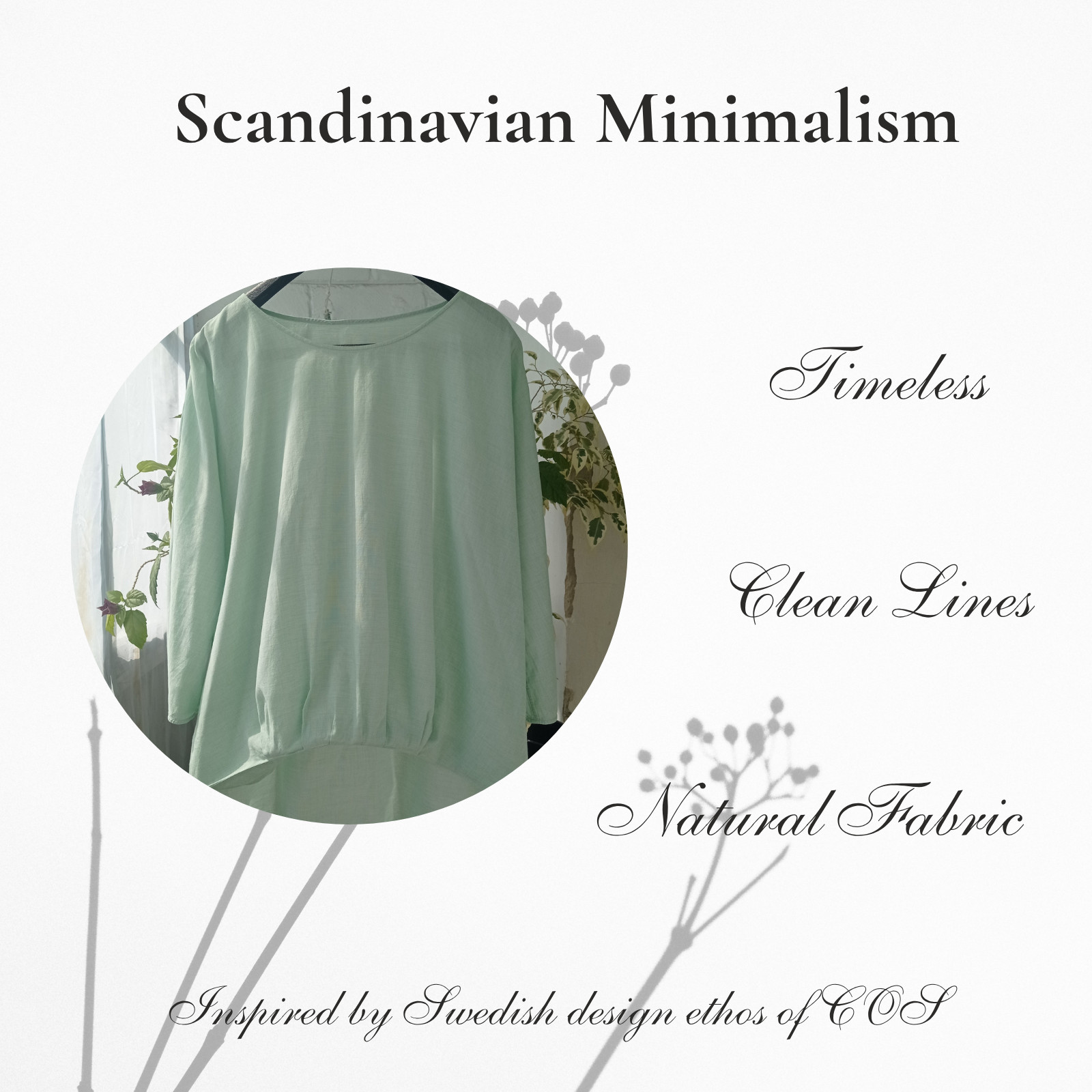COS Women’s Chic Fresh Mint Green Cotton Blouse M Minimalist Style Hi-Low Hem