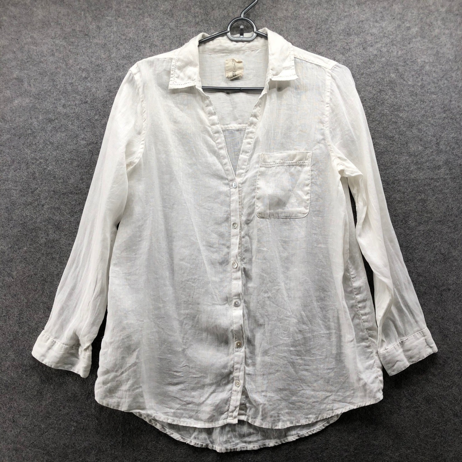 Joie 100% Linen Button Down Shirt Womens S White Long Sleeve Pocket Casual