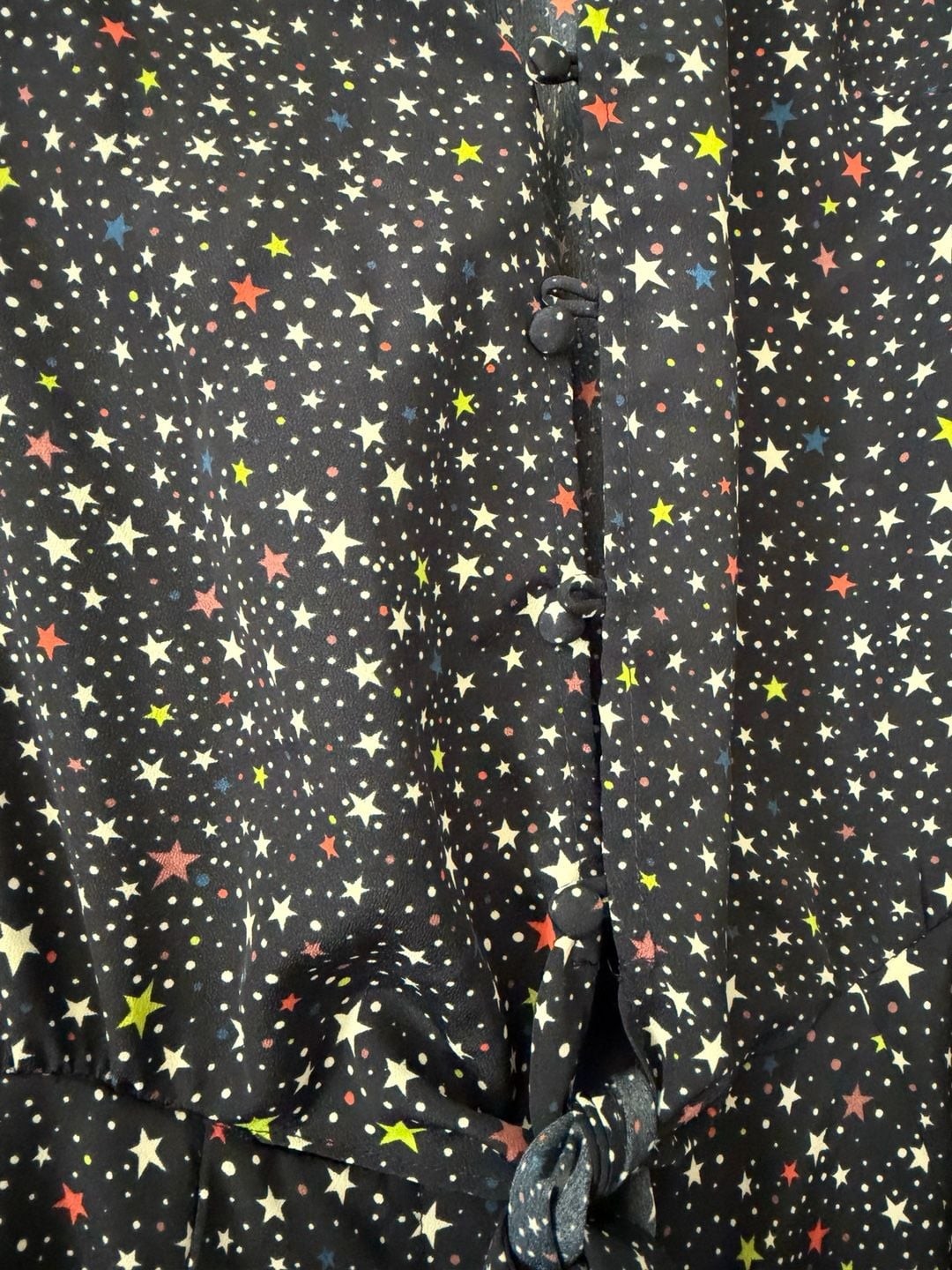 LIKELY Star Print Front-Tie Button-Down Blouse