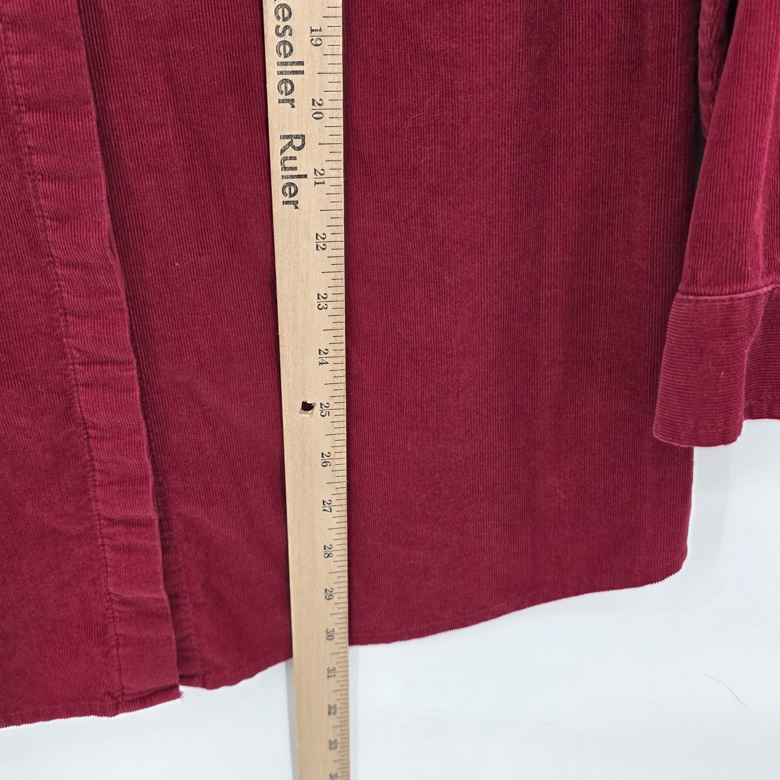J Jill Shirt Women S Red Micro Corduroy Cotton Button Tunic Fall Casual Office