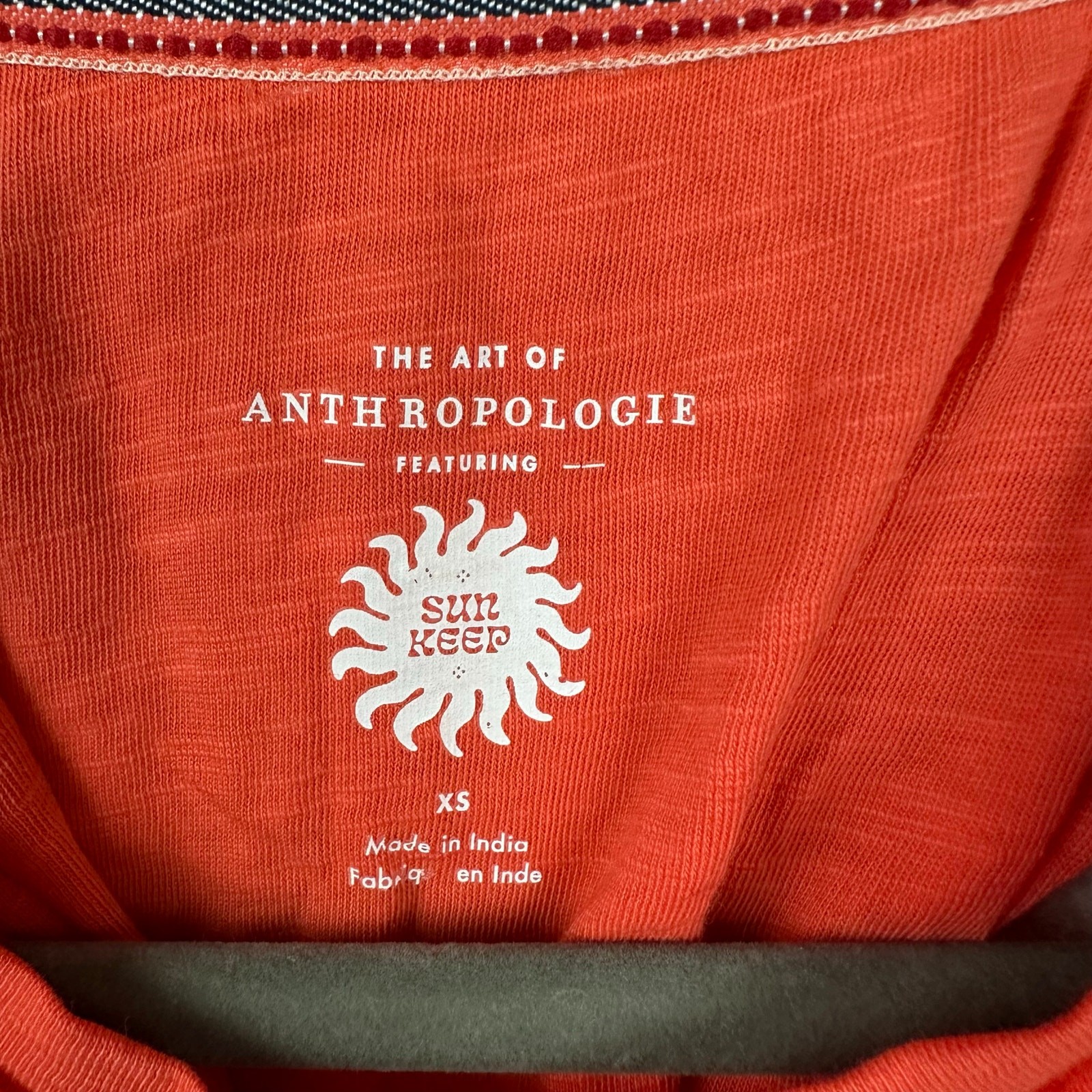 Anthropologie Sun Keep Kindness Twist Back Graphic Tank Size XS Coral Festival
