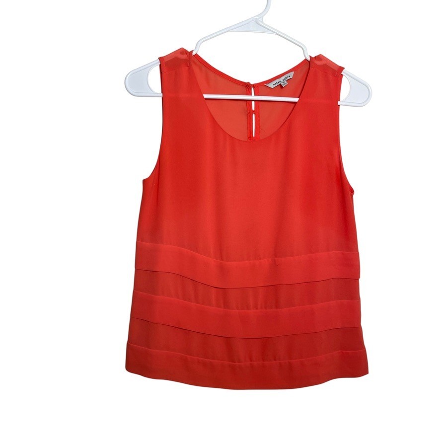 Naked Zebra Tank Top Women’s Small Orange Sleeveless Tiered Sheer Shirt Solid