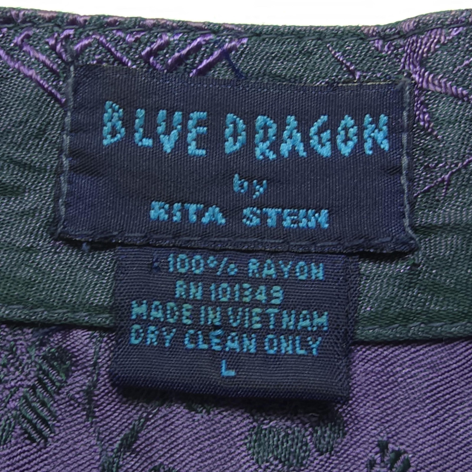 Blue Dragon Womens Top Large Purple Rayon Kimono Blouse Floral Tunic L