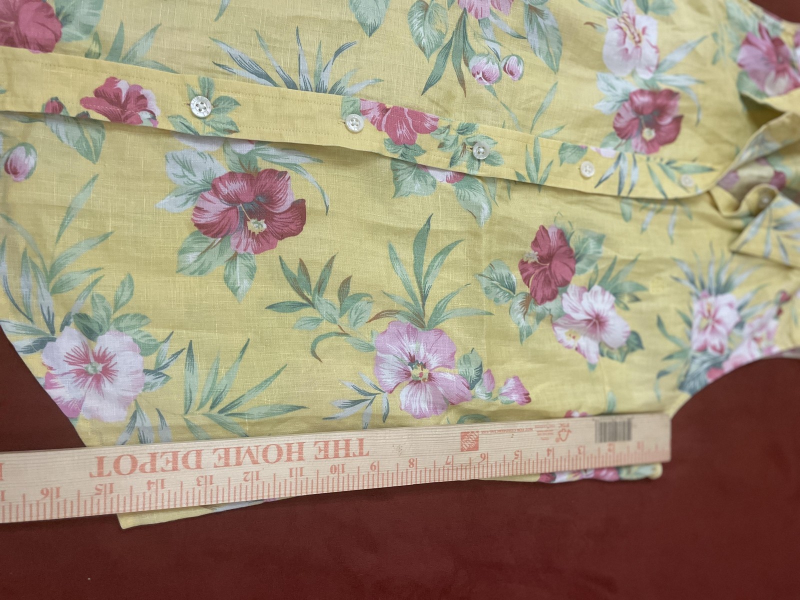 Lauren Ralph Lauren Button Up Shirt Womens P/S Yellow Floral Linen Sleeveless