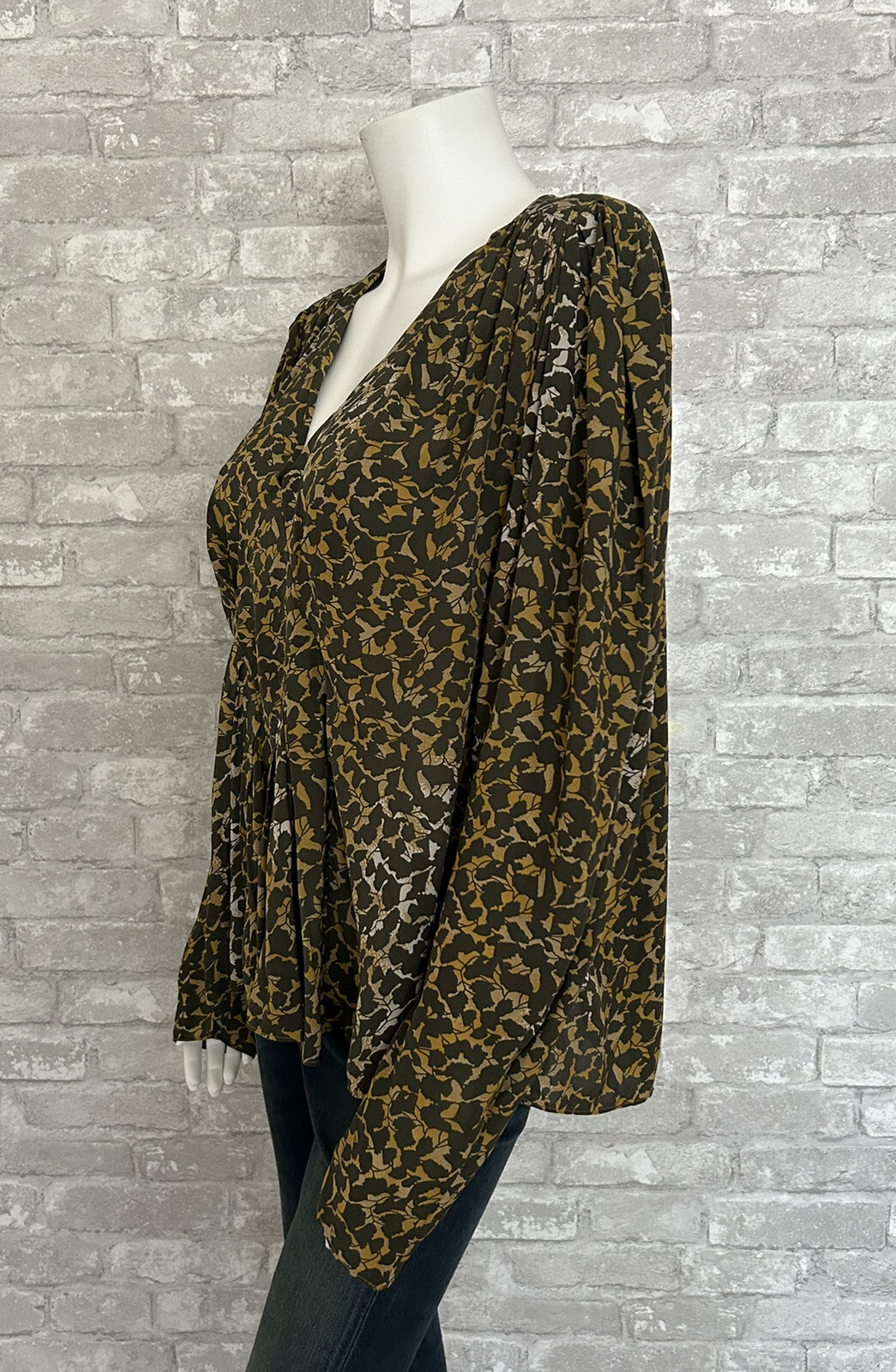 Isabel Marant Etoile sz 44 / 12 Blouse Amirya Bronze Pullover Draped Poet Sleeve