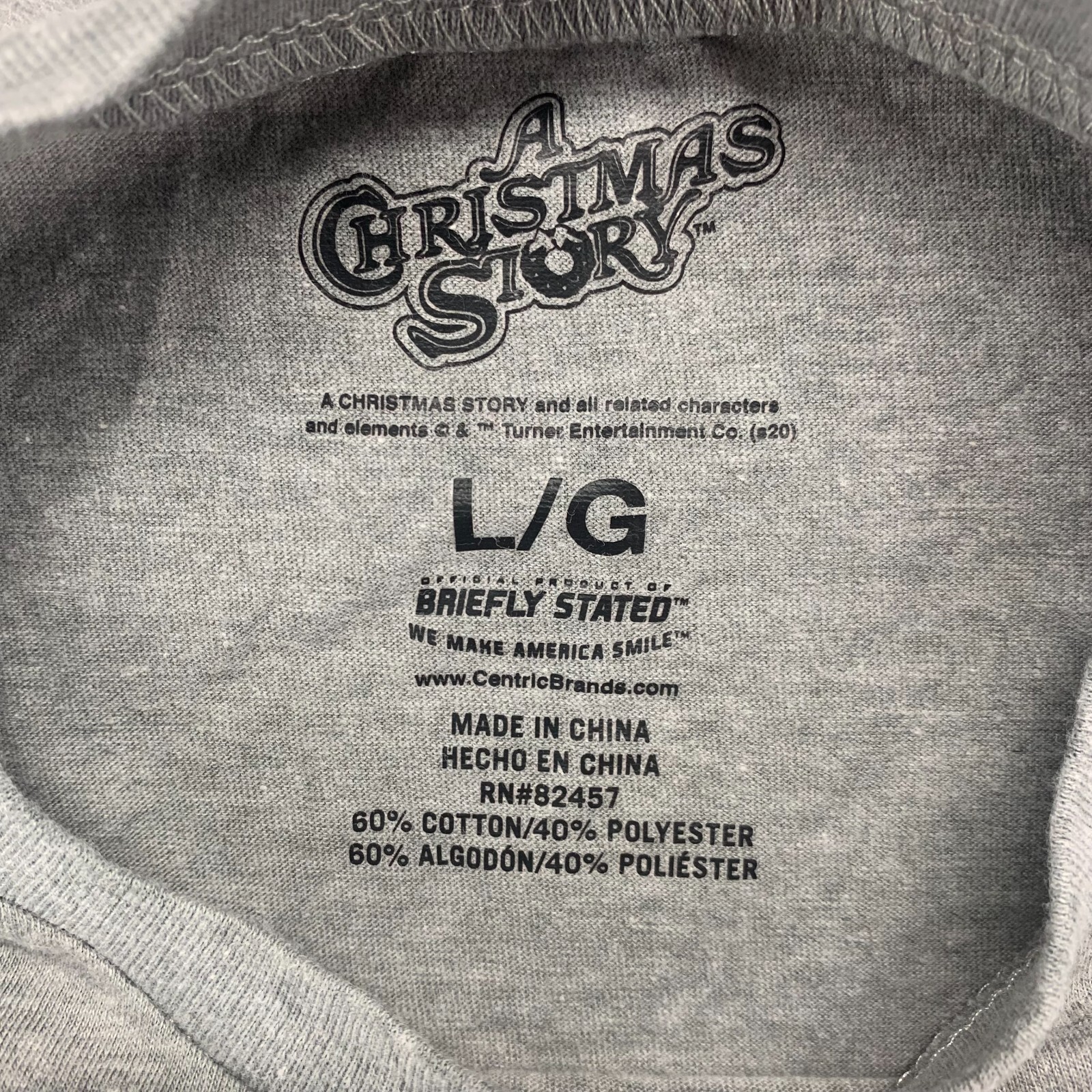 A Christmas Story Shirt Womens Large Gray Graphic Short Sleeve Oh Fudge Movie