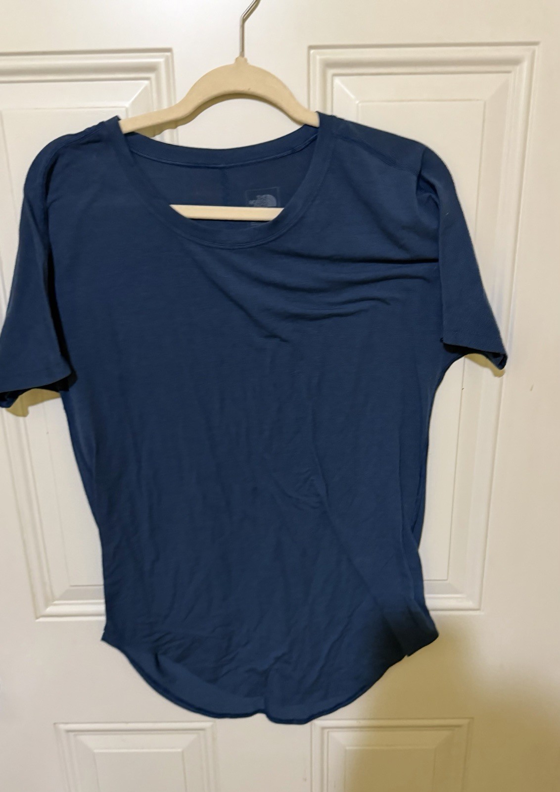 North Face Women’s L Empire Fitted Bust Waist T-shirt Top Navy Short Sleeves