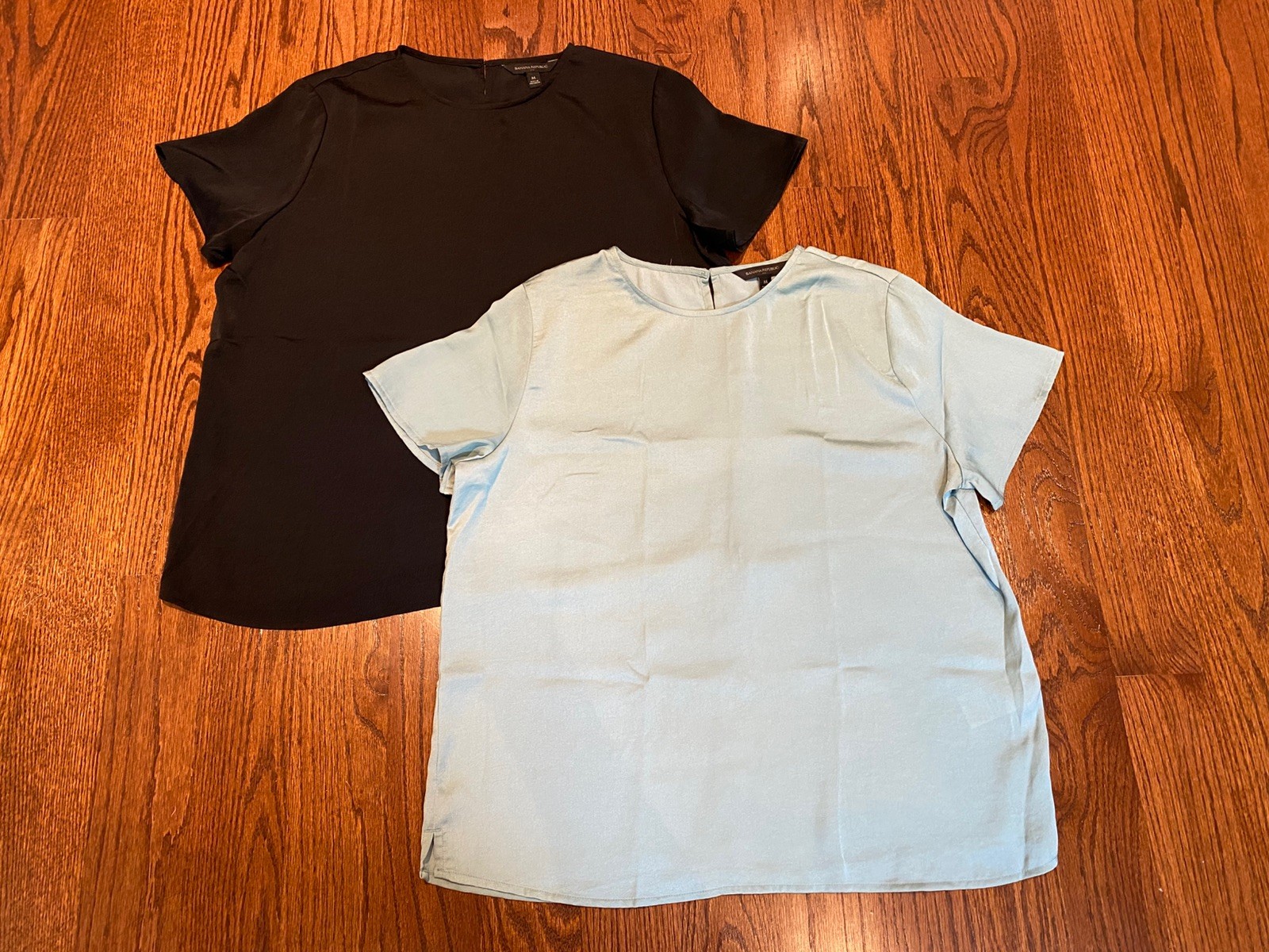 Banana Republic Factory Short Sleeve Blouses Set of 2 Black and Sage Size M