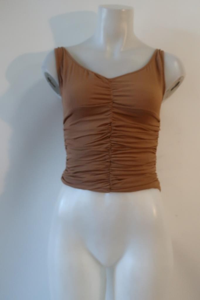 Women Luca Luca Silk Blend Brown Ruched Tank Top 44/S