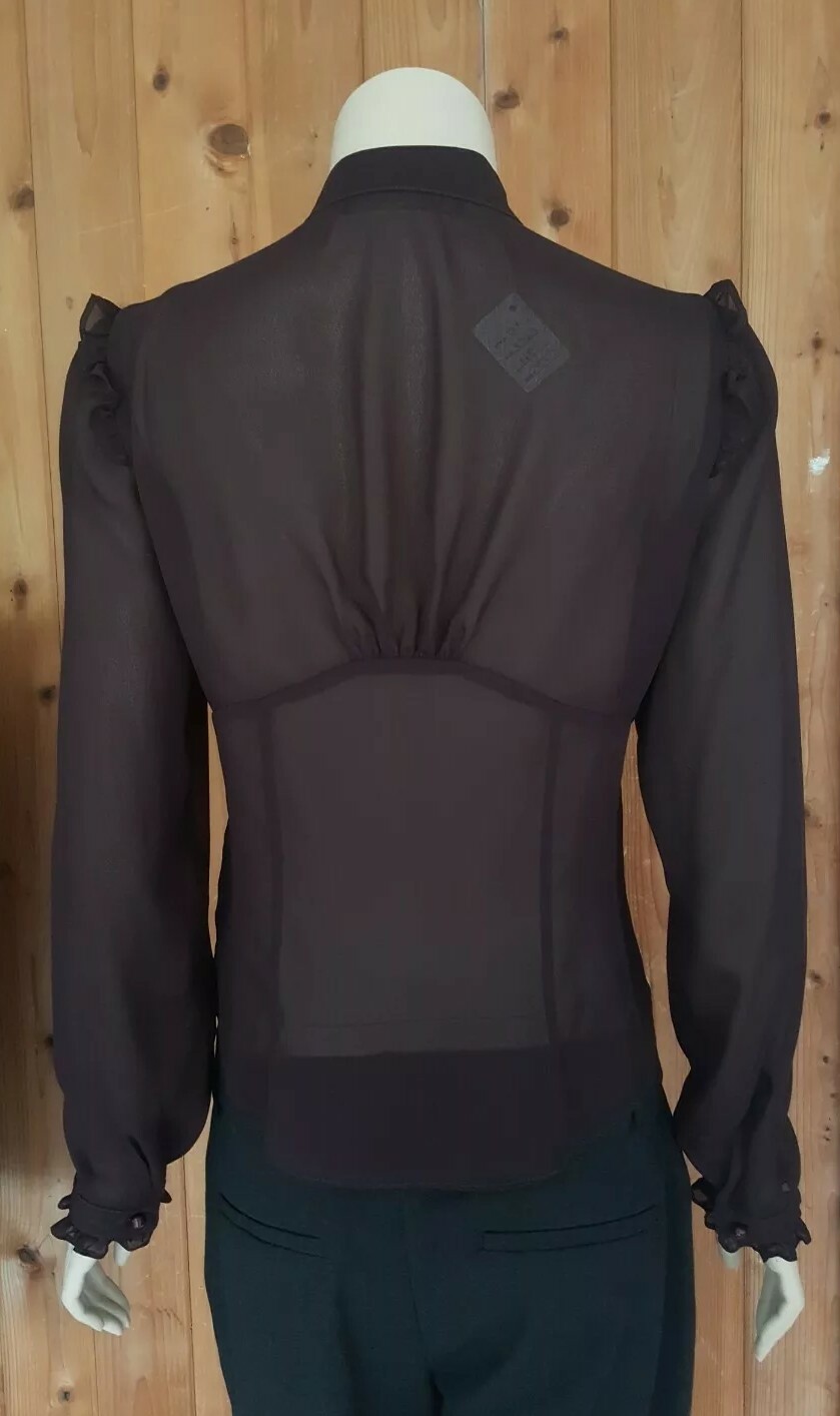FORWEAR NY High Collar Ruffled Chiffon Blouse Sz S price tags$ 82each~GORGEOUS!
