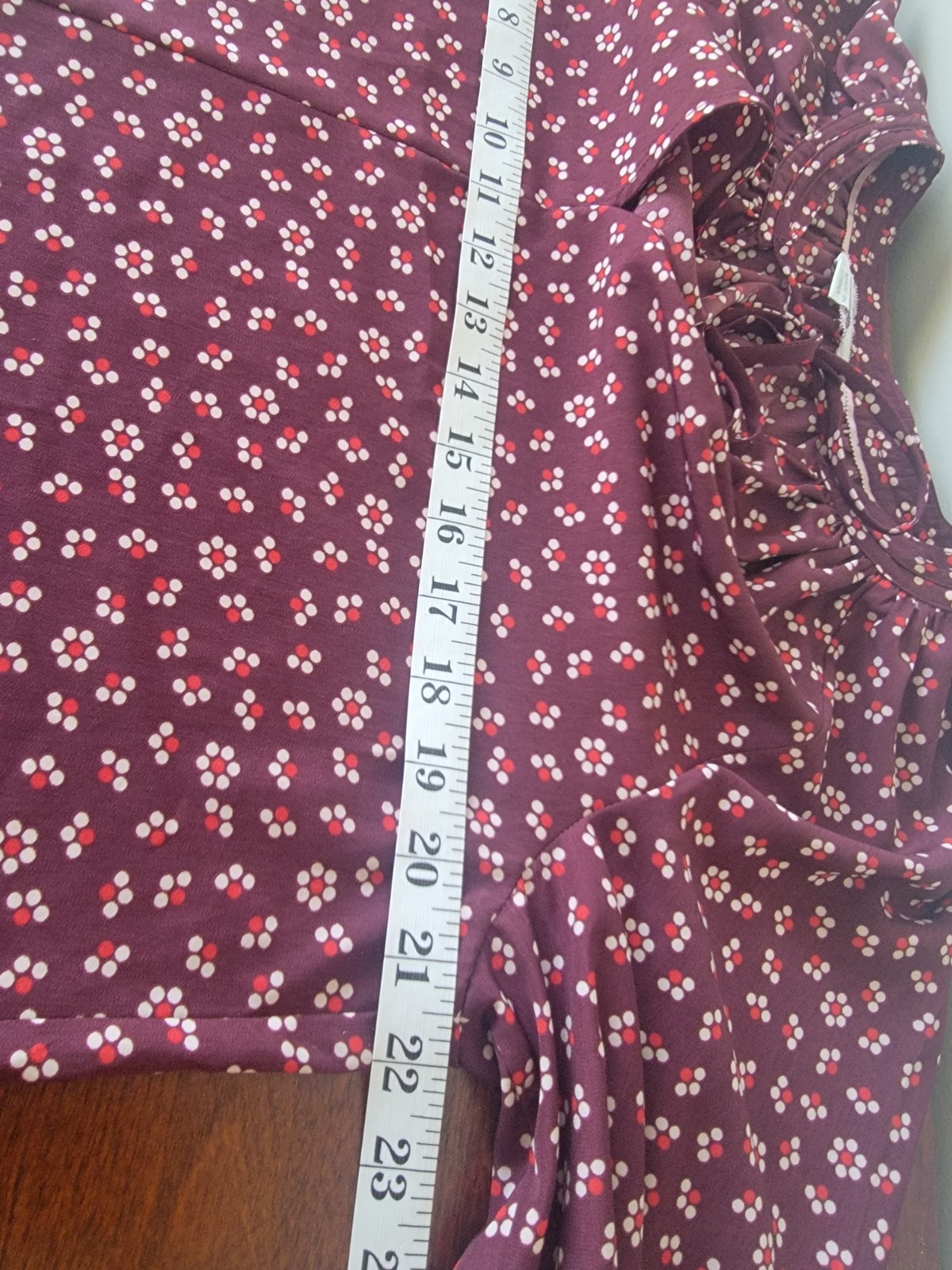 Boden Women’s Maroon Floral Blouse Flouncy US 10 Boho Work Cottage Peasant EUC