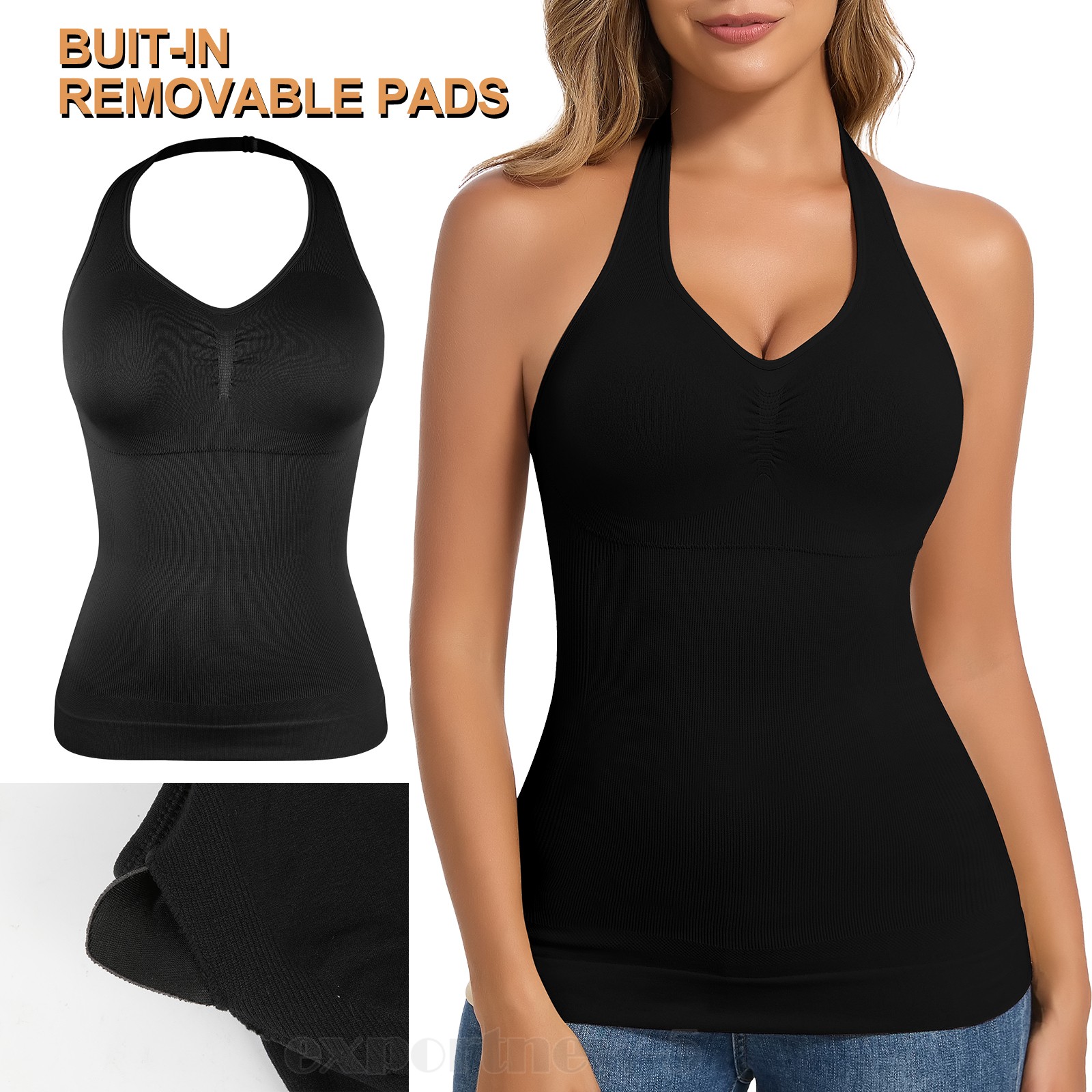 Women Shapewear Cami with Built in Bra Multi-way Strap Tummy Control Body Shaper
