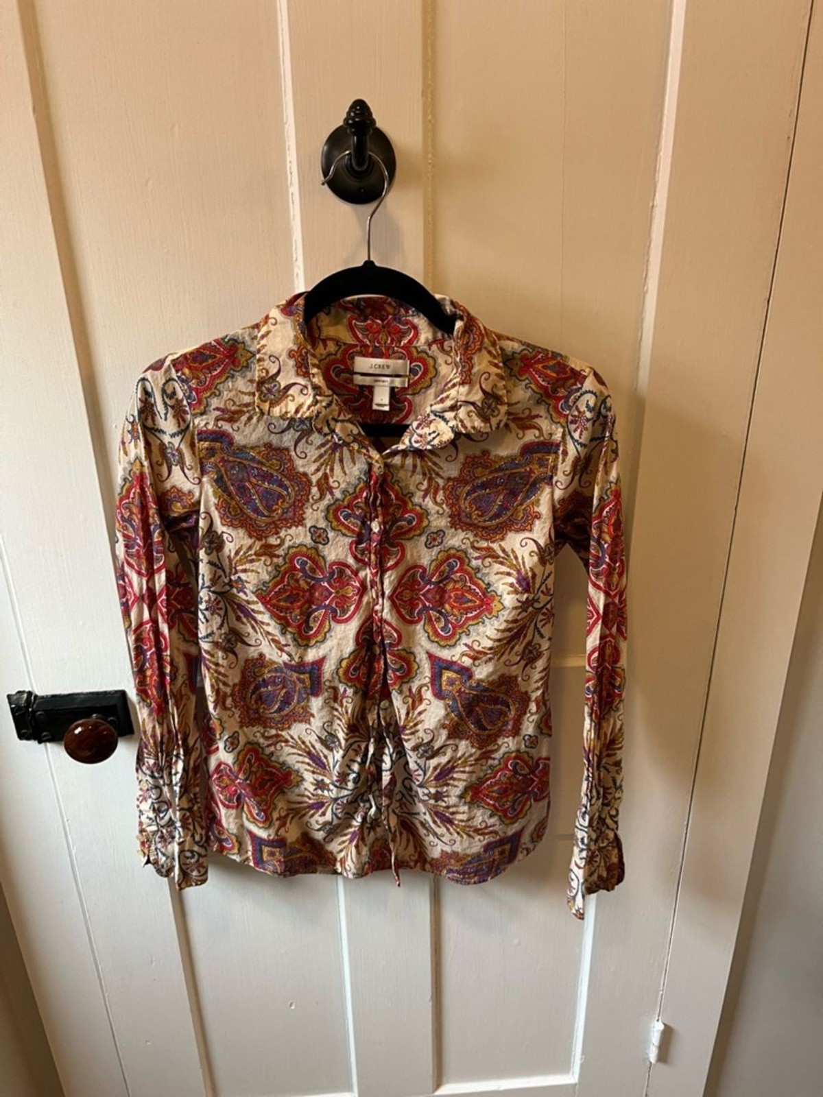 J. Crew Perfect Fit 100% Cotton Button Down Blouse Top Size 4