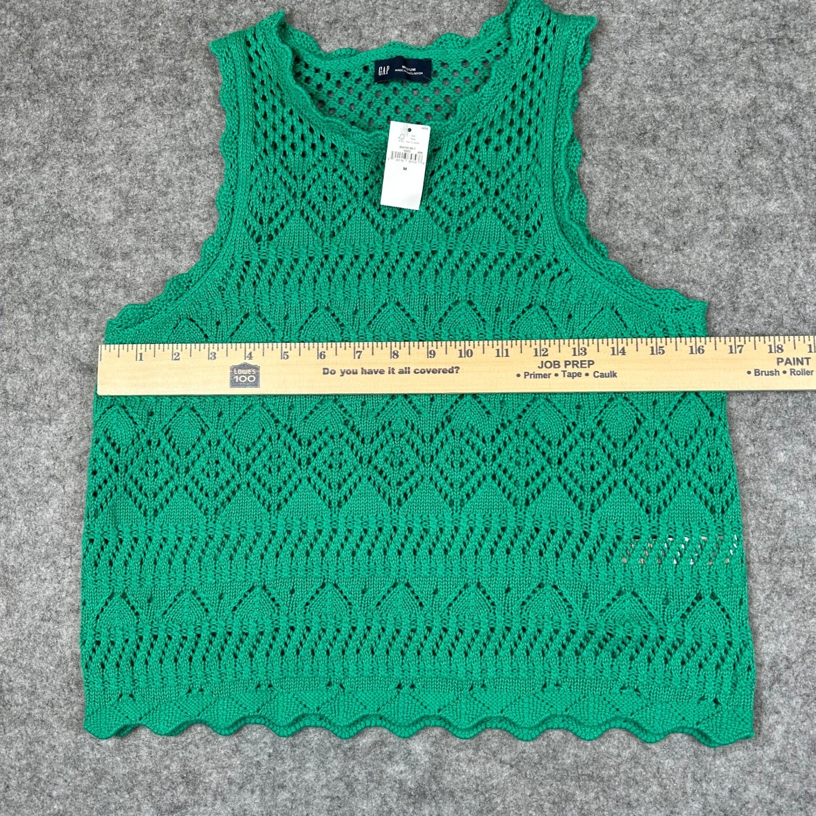 NWT Gap Crochet Knit Green Cropped Halter Tank Y2K 70s Boho Festival Medium