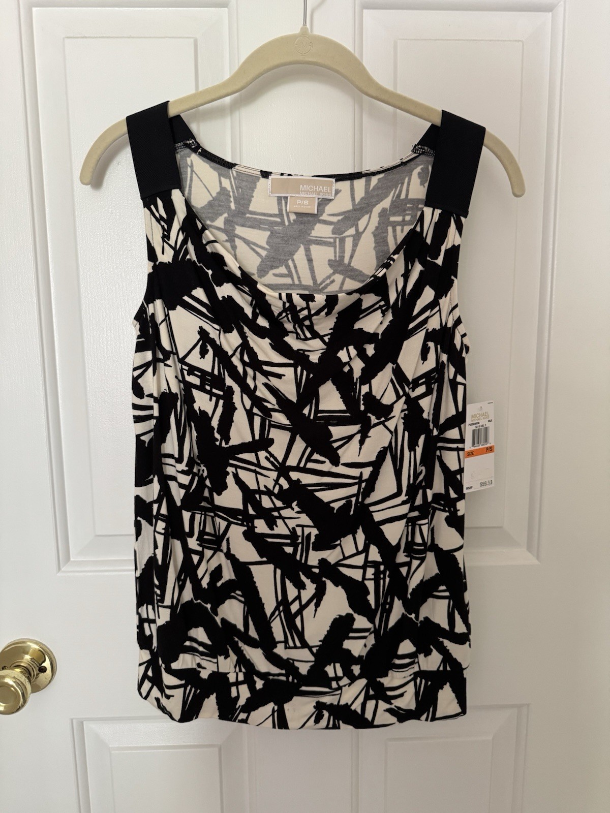 Michael Michael Kors Womens Black & White Tank Top Petite Small P/S NWT