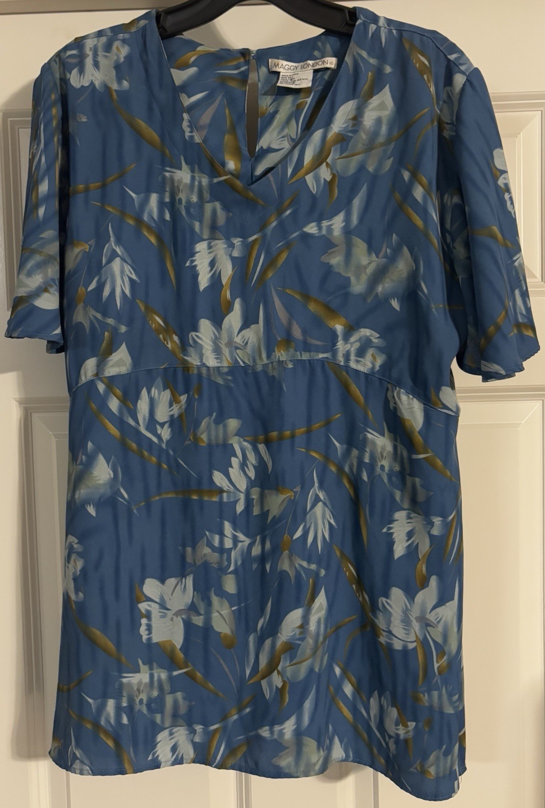 Maggy London Vintage Silk Linen Coastal Preppy Old Money Quiet Luxury Size 14/16