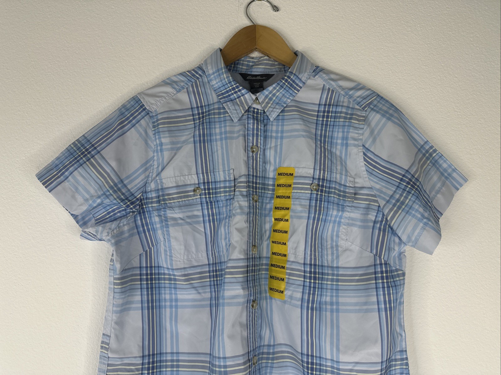 Eddie Bauer Womens Short Sleeve Moisture Wicking Adventure Shirt Size M Blue NEw