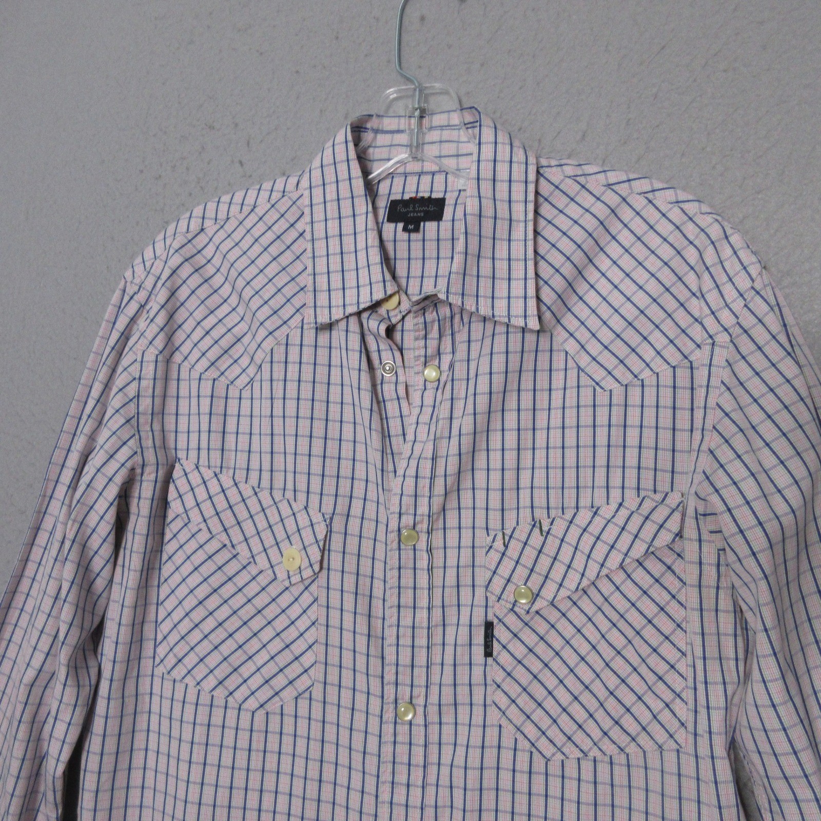 Paul Smith Shirt Men Plaid Western Snap Button Americana Preppy Cotton Pockets