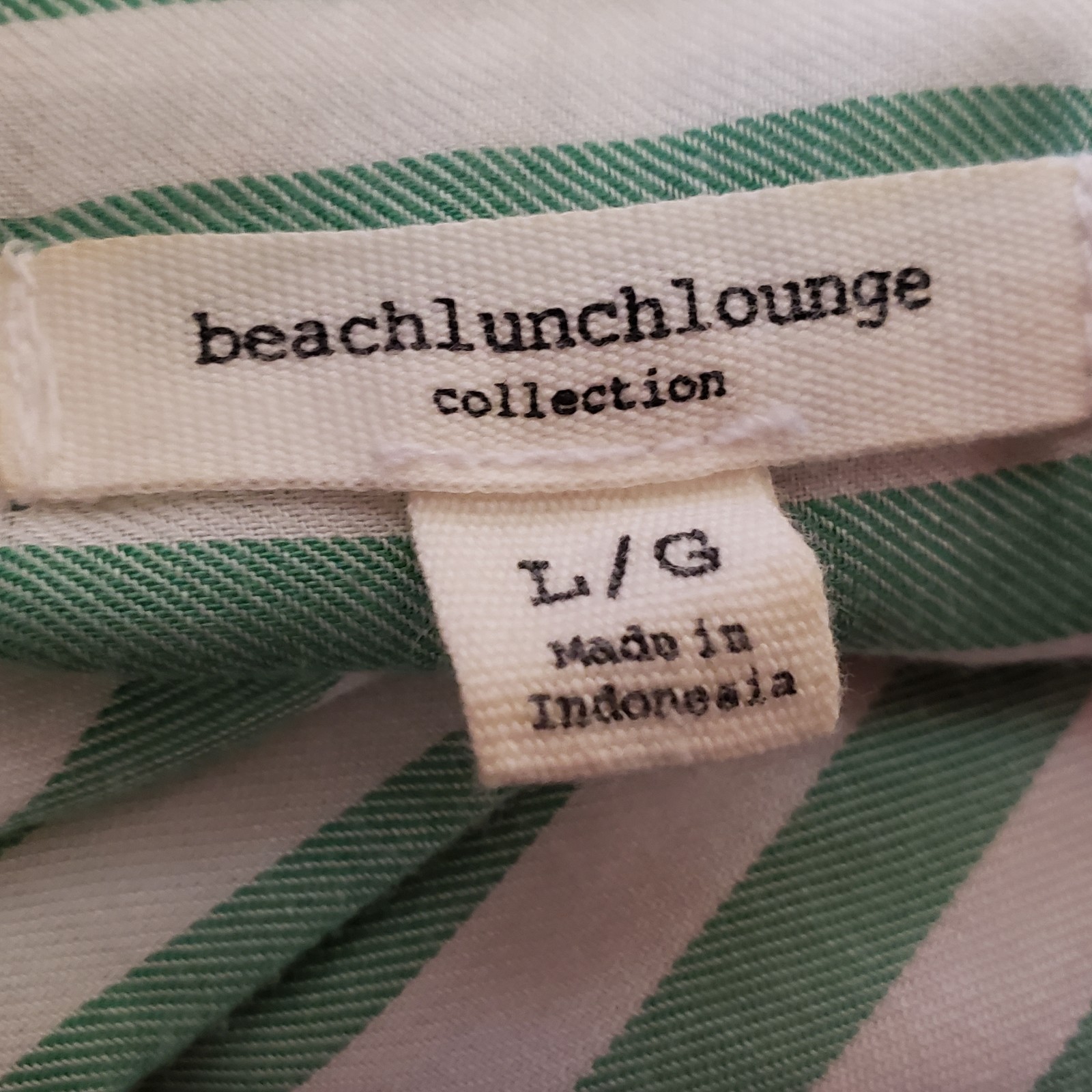 Beach Lunch Lounge L Tunic Top Dolman SS Green Stripe Relaxed Beachy Scandi Chic